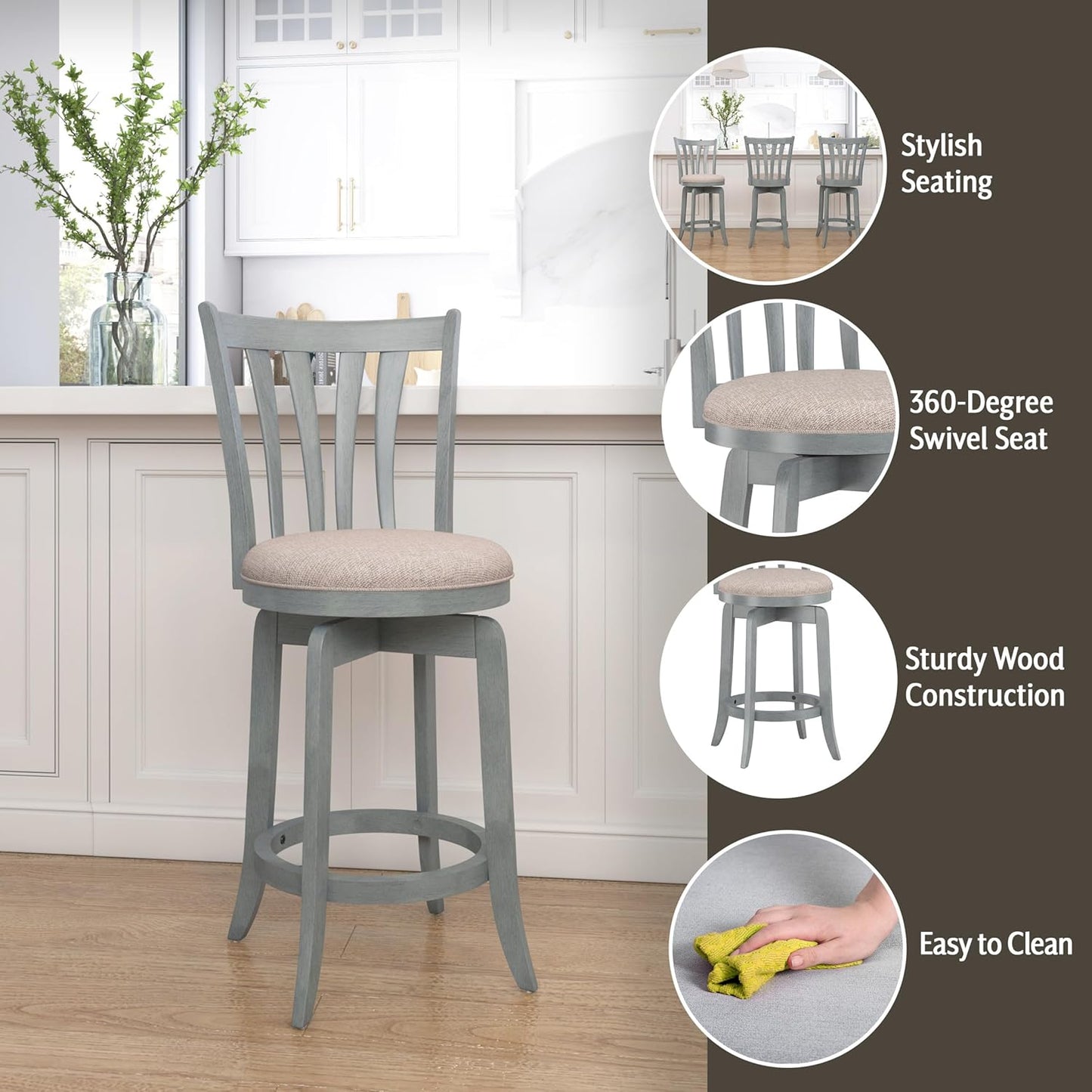 Hillsdale Furniture Hillsdale Savana Swivel Counter Stool, Blue