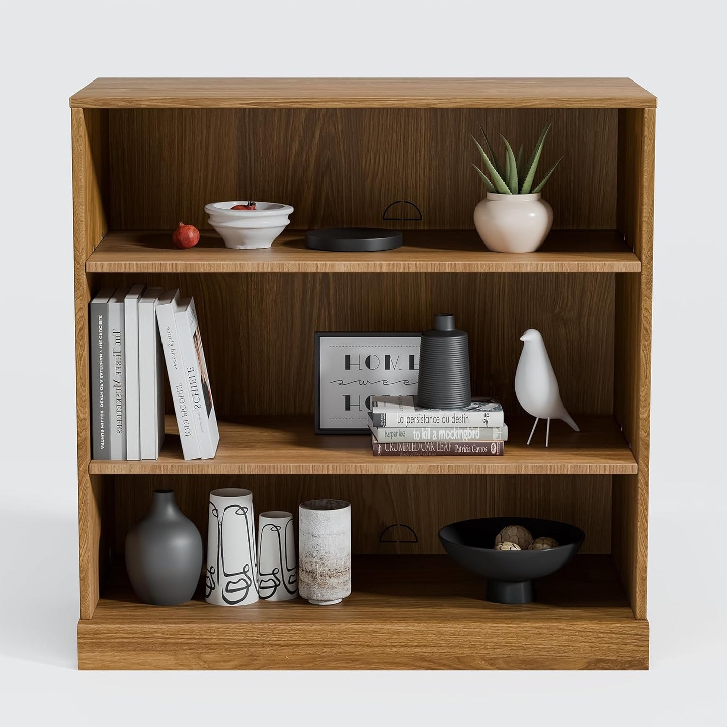 31" Wooden Book Shelf, 2 Shelf Bookcase, Modern Bookshelf with Adjustable Shelf for Home Office, Study Room, Oak