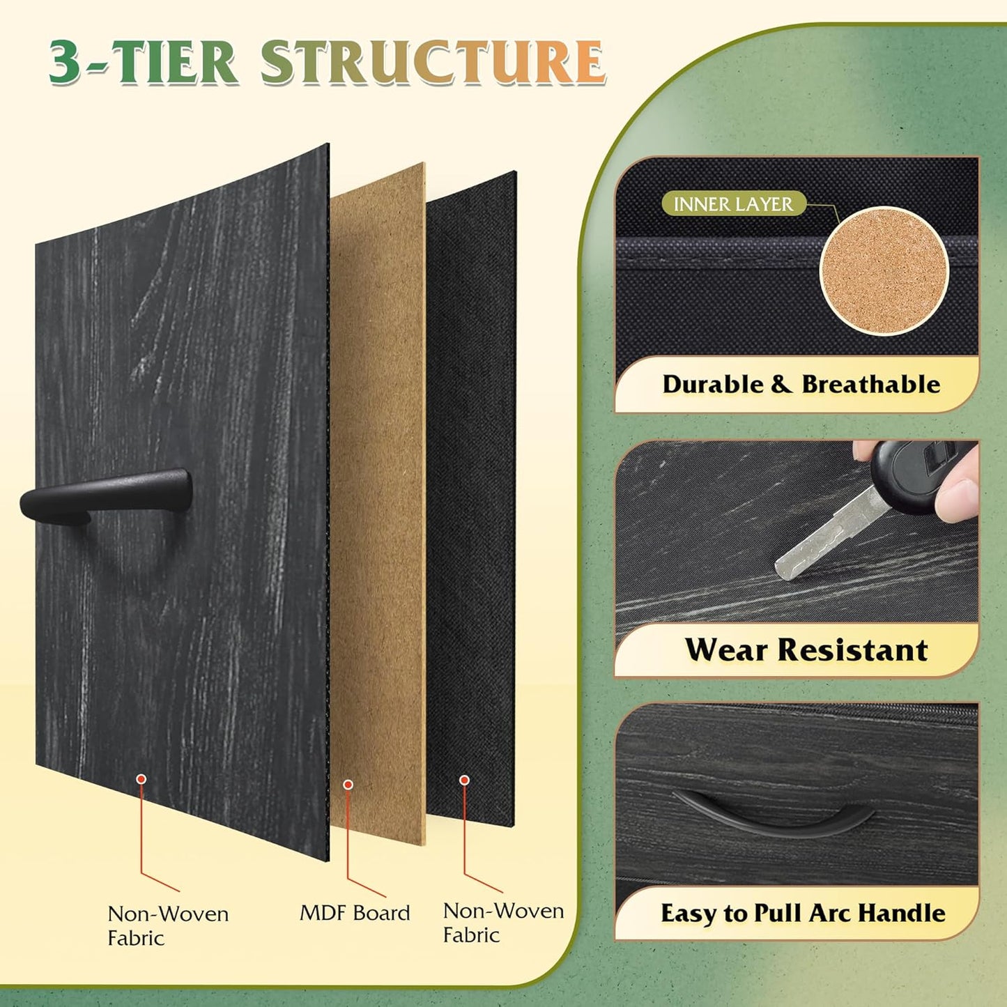 WLIVE 54''W Dresser for Bedroom, Black Dresser TV Stand for 55, 60, 65 inch TV, Wide Chest of Drawers with 9 Drawer, Large Entertainment Center, Fabric Dressers with Wood Top for Closet, Living Room