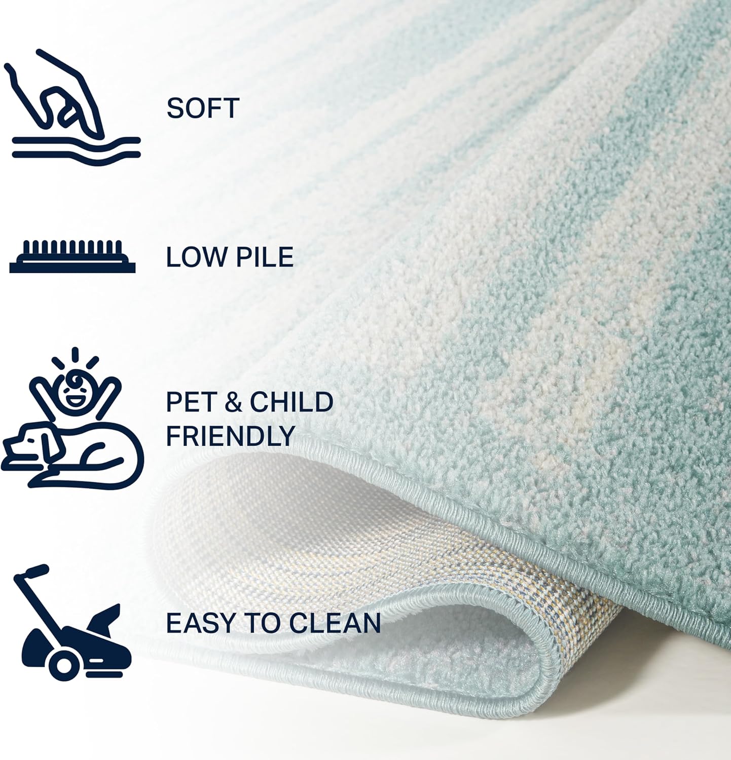 JONATHAN Y Khalil Modern Berber Stripe Turquoise/Cream Runner Rug, 2x8, Contemporary, Bohemian, Easy-Cleaning for Living Room, Bedroom, Kitchen, Pet Friendly, Non-Shedding (MOH207D-28)