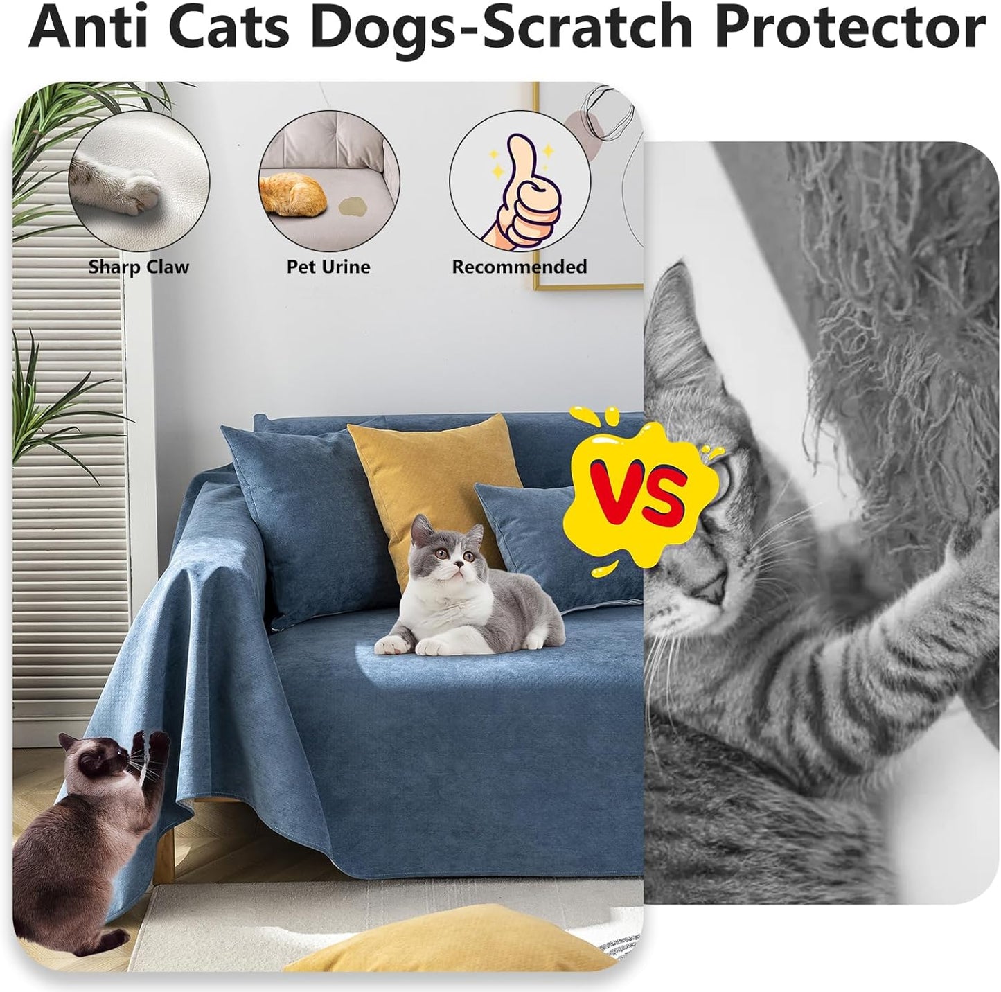 STACYPIK Waterproof Dark Blue Sofa Cover, Washable Couch Cover for 2 Cushion Couch, Anti-Slip Furniture Protector, Pet-Friendly Couch Cover for Pets and Kids, Loveseat Covers, Futon Cover-71X71IN