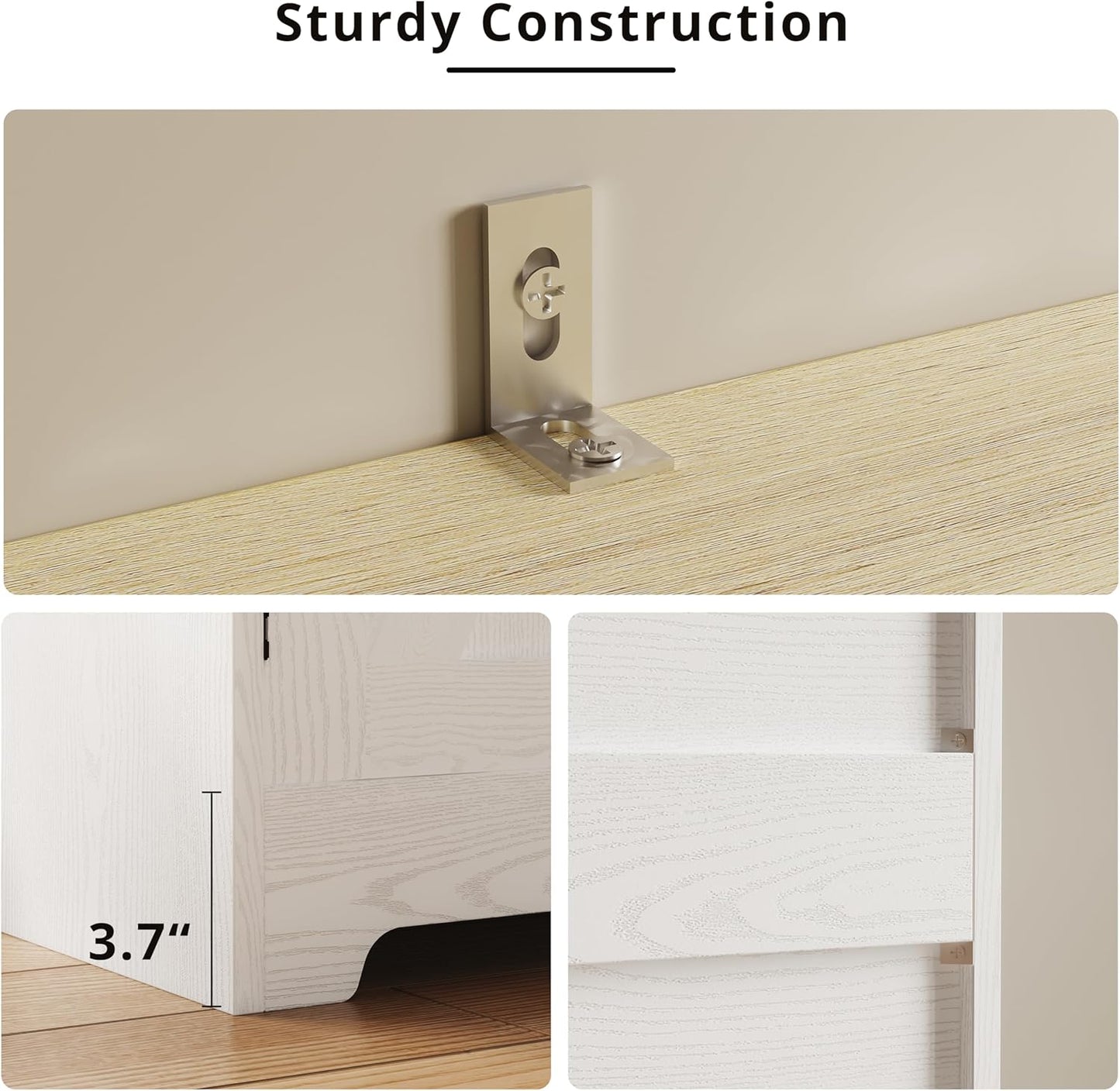 IRONCK Buffet Cabinet with Storage, Sideboard Storage Cabinet, Kitchen Cabinet with Drawers and Doors, Natural Wood