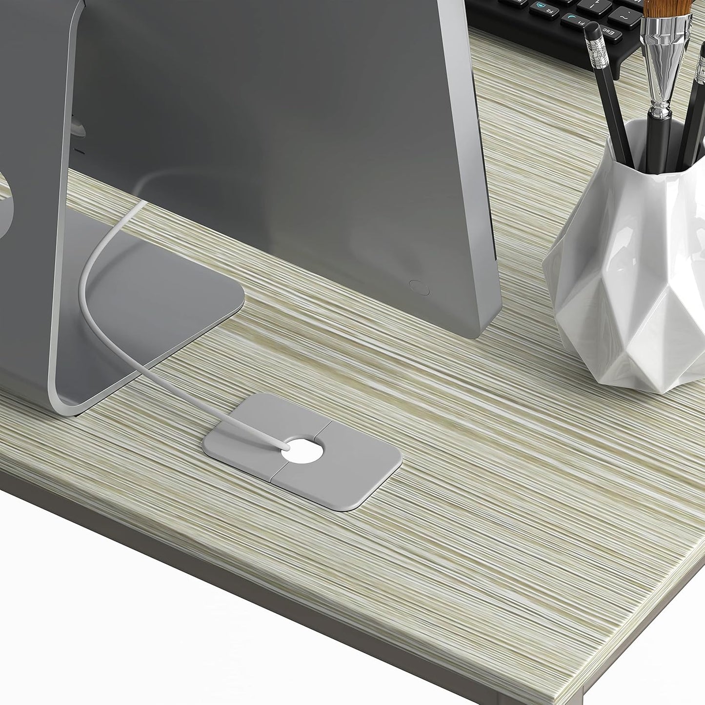 SHW Mission 55 x 60 Inches L-Shape Home Office Computer Desk, Maple