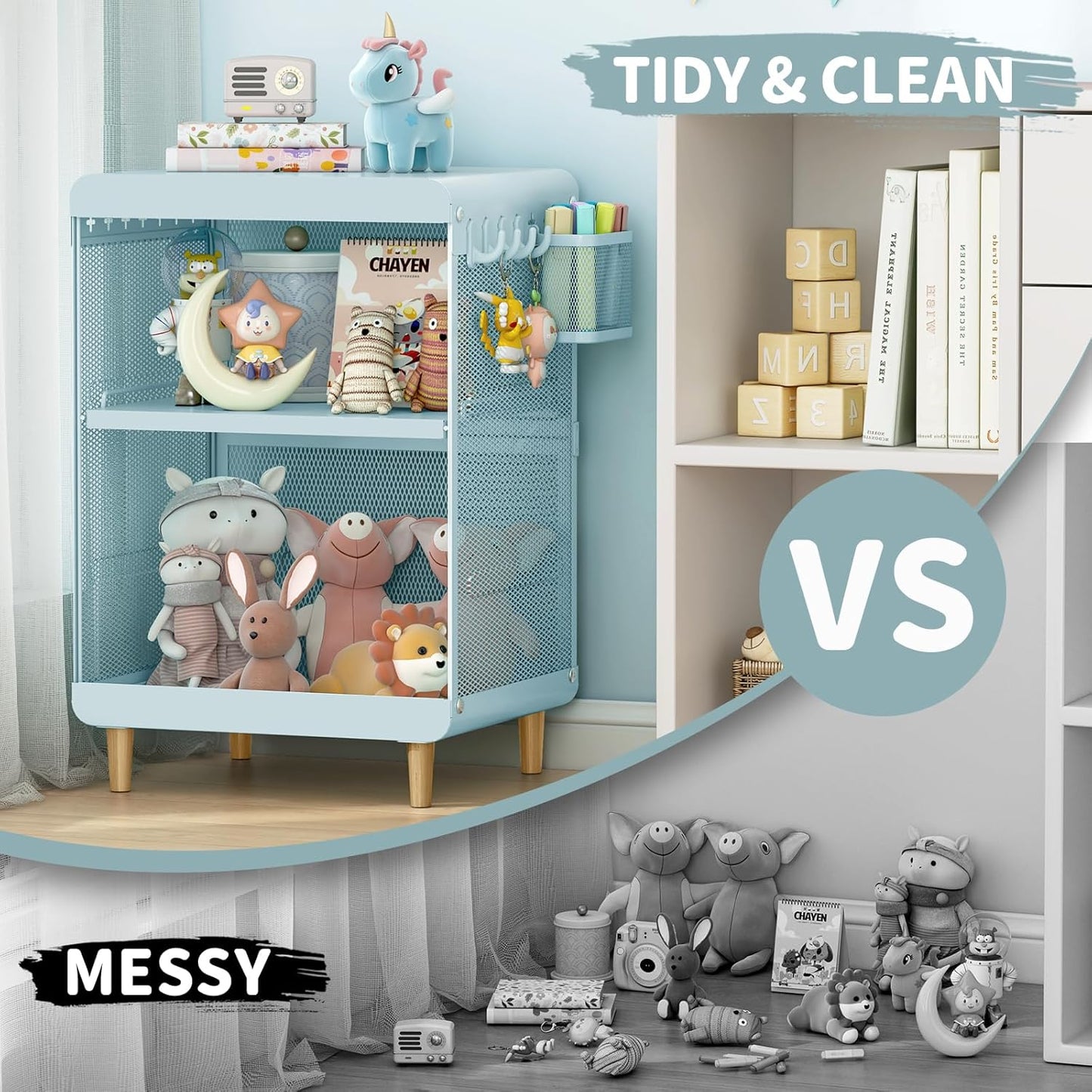 Kids Nightstand,Kids Bedside Table,Teen Girls Night Stand,Toddler Night Stand,End Table for Girls Room Storage,Mint Green Nightstand