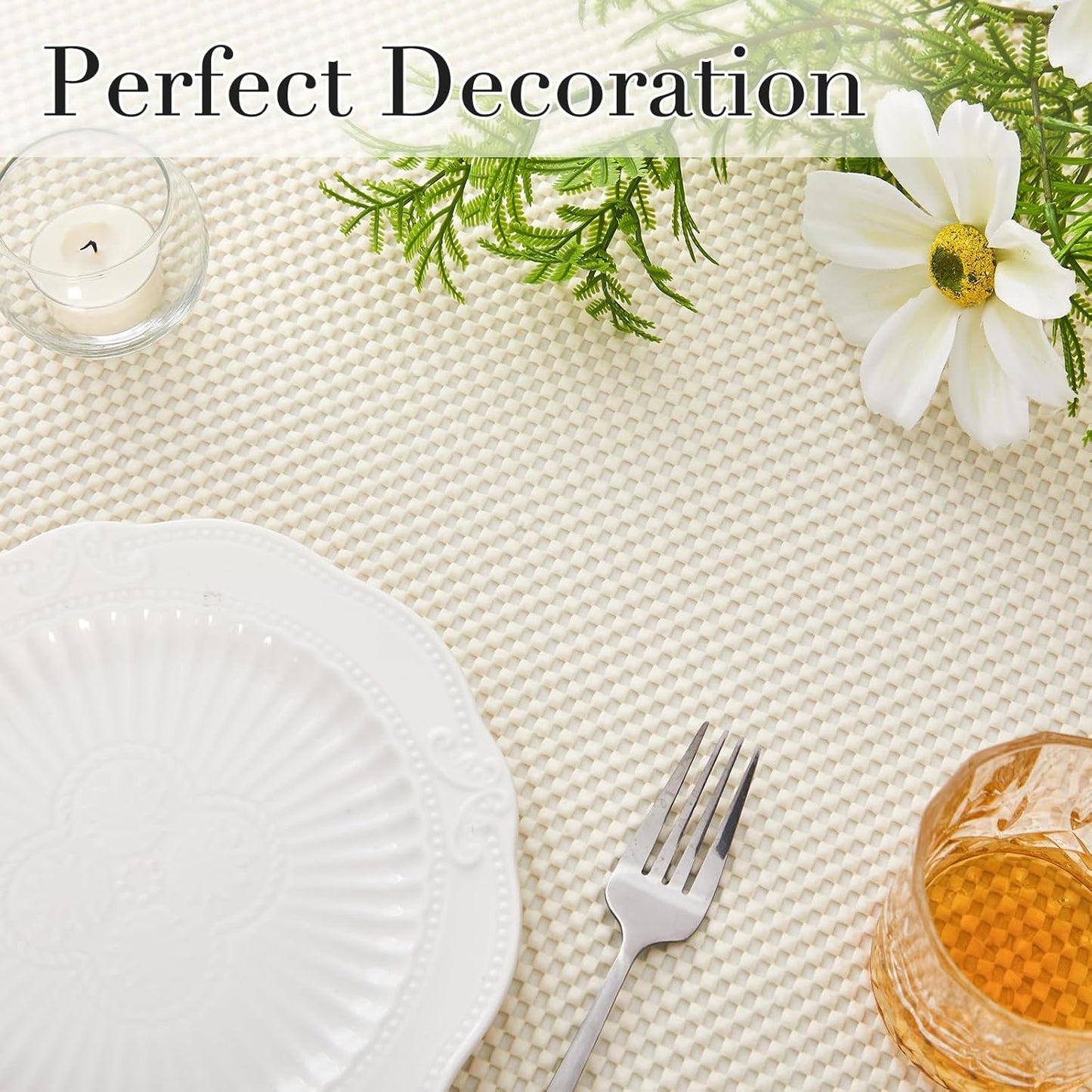 Beautysaid Shelf and Drawer Liner for Kitchen Cabinet, Non Adhesive Non Slip Shelf Paper Thickened for Dresser Pantry Shelve Bathroom Protector Liner Breathable Mat(Cream White Weave,12 in x 10 FT)