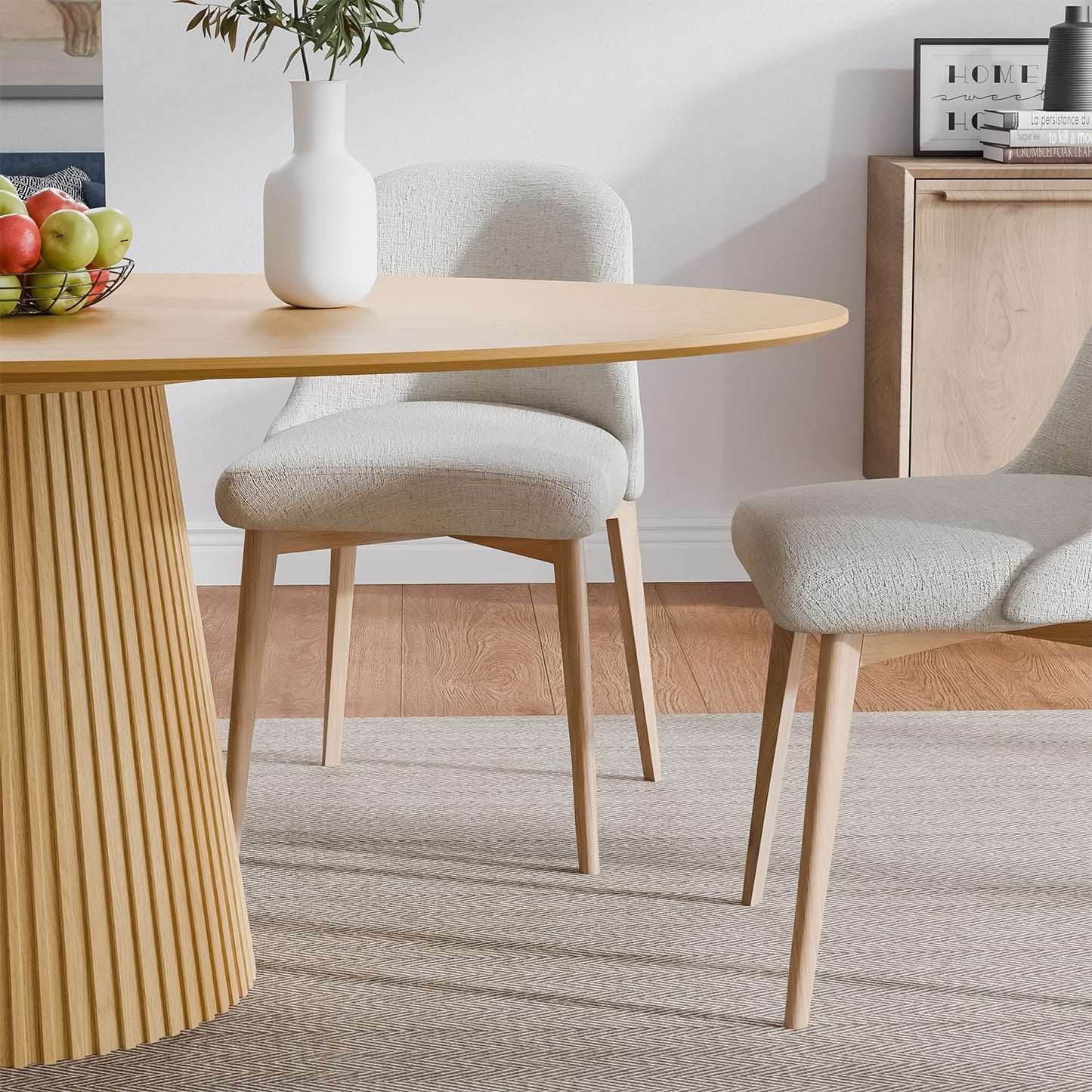 Casaphoria 67" Oval Dining Table, Modern Wood Kitchen Table with Cone Shaped Stripe Base for Living Room & Dining Room, Easy Assembly Farmhouse Furniture for 4-6, Oak