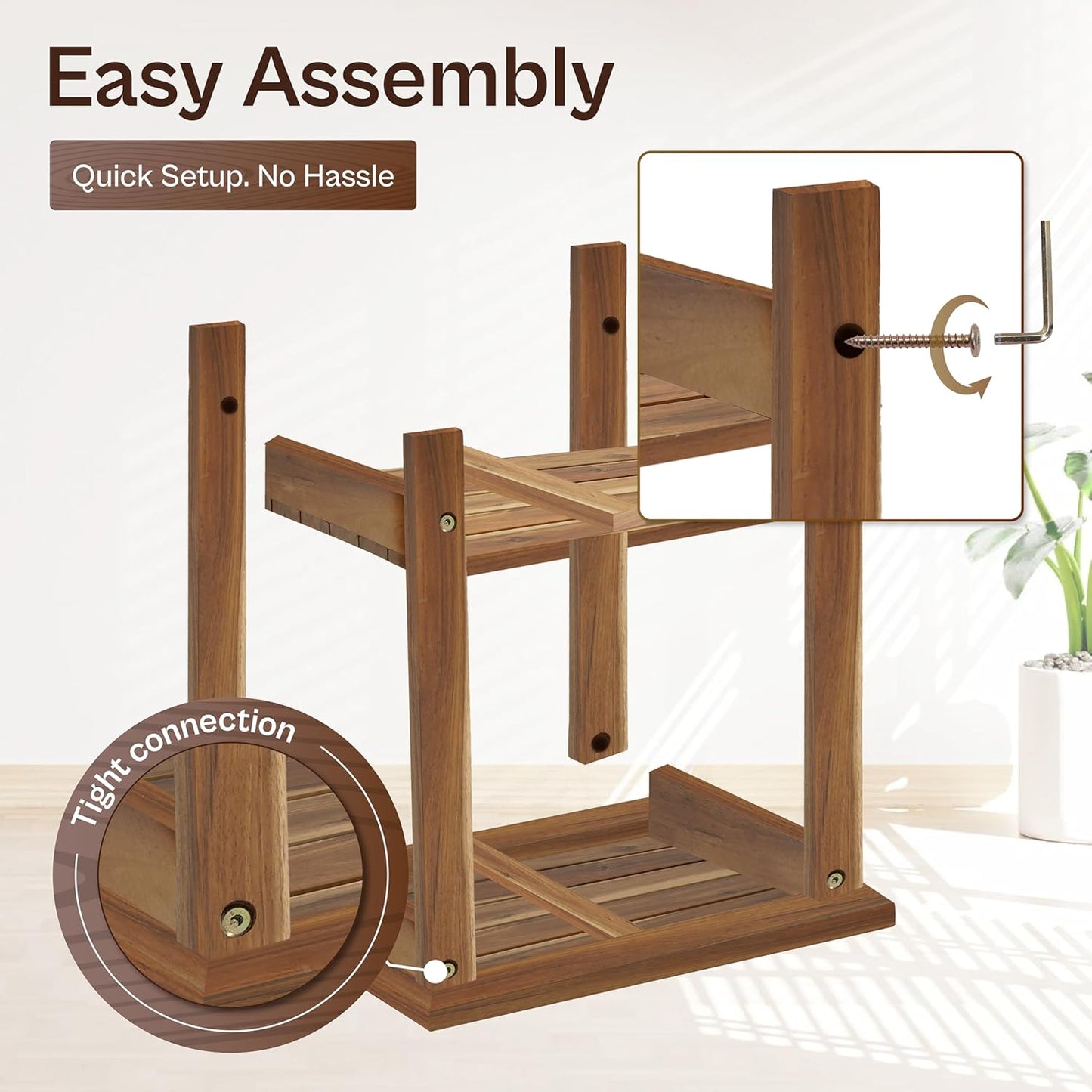 Adirondack Side Table – Weather-Resistant Rectangular End Table for Patio, Garden, Lawn, or Living Room | Indoor & Outdoor Wood Side Table, Rustic Style (Natural)