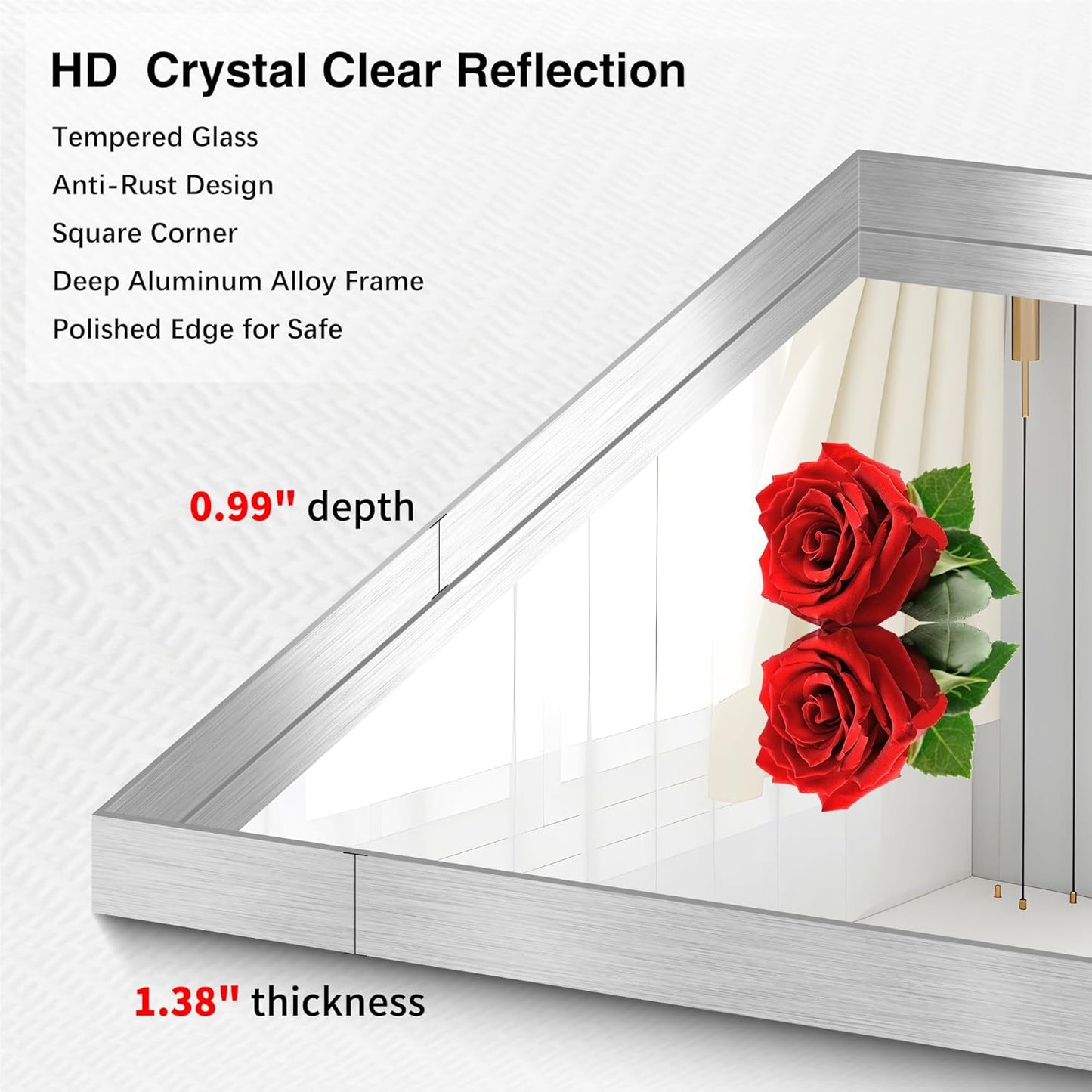 Silver Bathroom Mirror, 30x36 Inch Rectangular Framed Mirror, Large Wall Mounted Bathroom Vanity Mirror Over Sink for Bedroom,Restroom, Living Room, Hangs Vertically or Horizontally