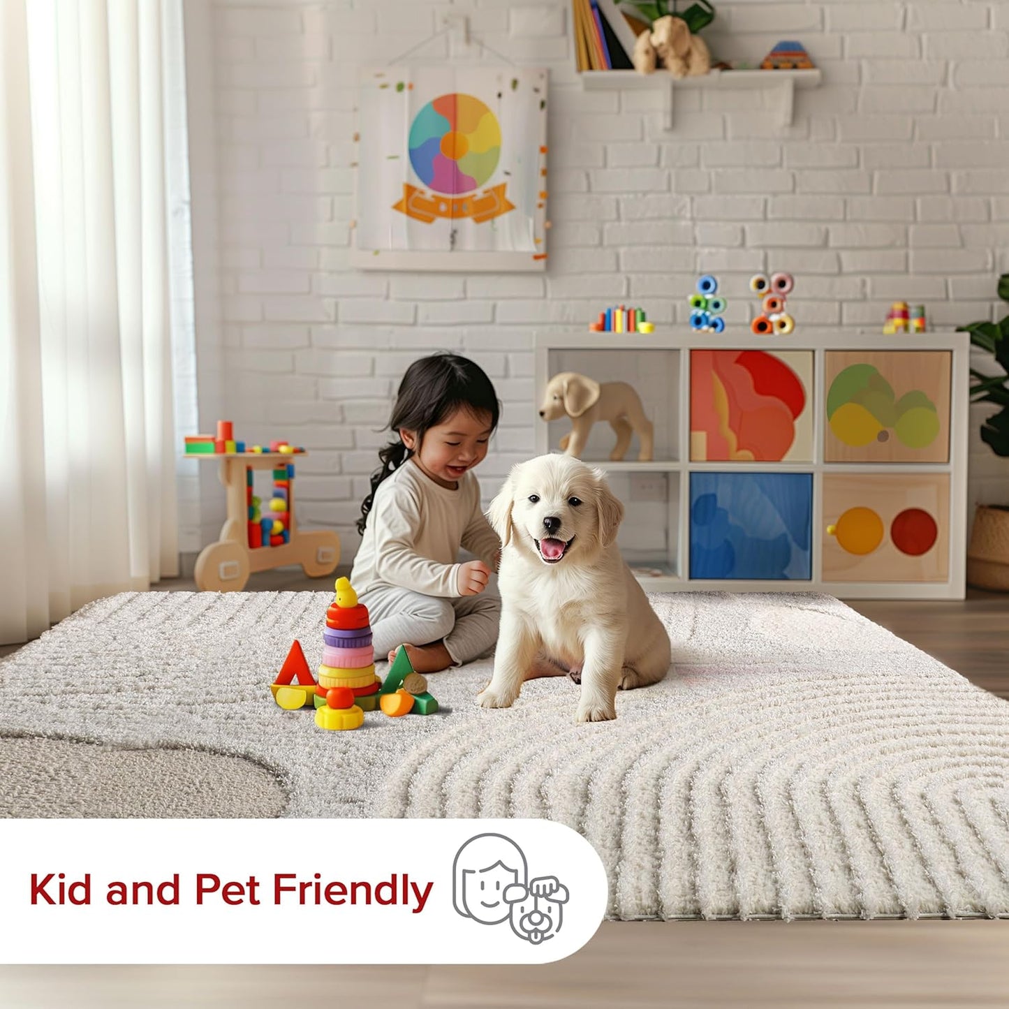 nuLOOM Gloria Abstract Shag Area Rug, 8x10, Beige