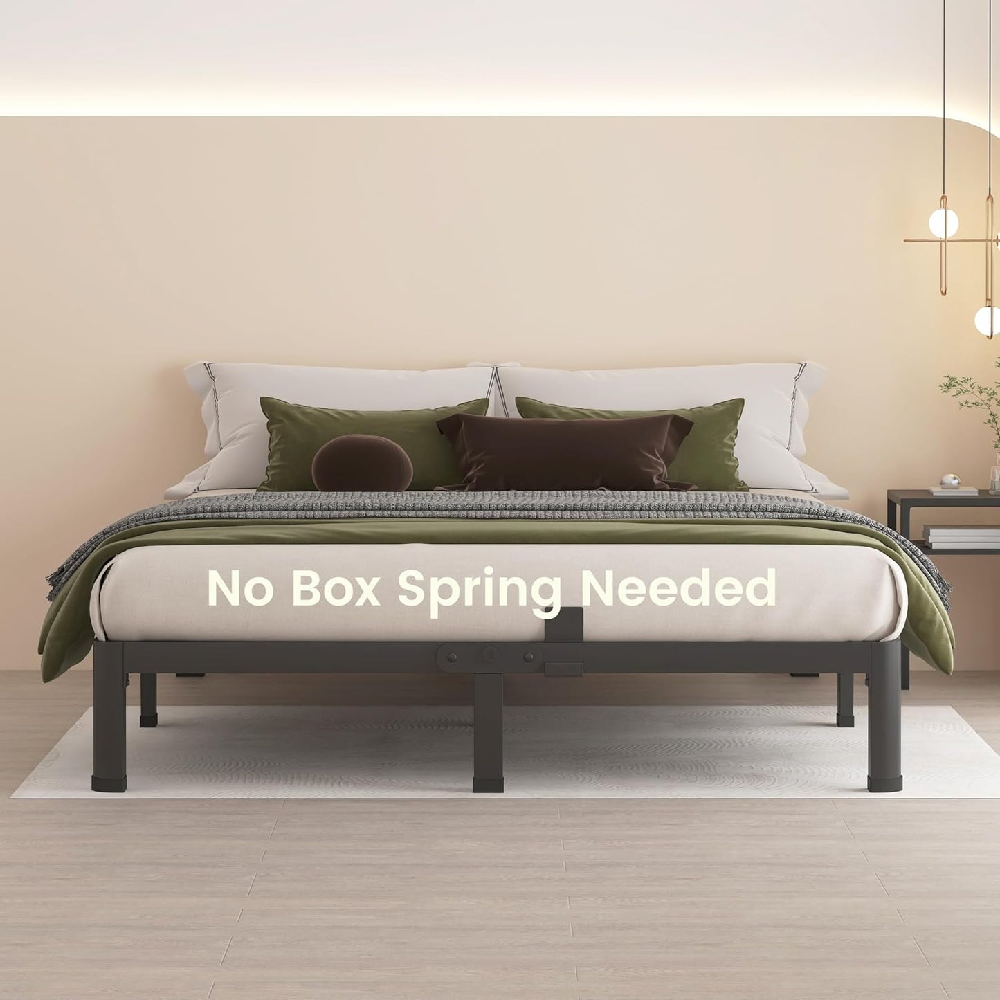 MAF 10 Inch Queen Metal Platform Bed Frame with Round Corner Legs, 3000 LBS Heavy Duty Steel Slats Support, Noise Free, No Box Spring Needed, Easy Assembly