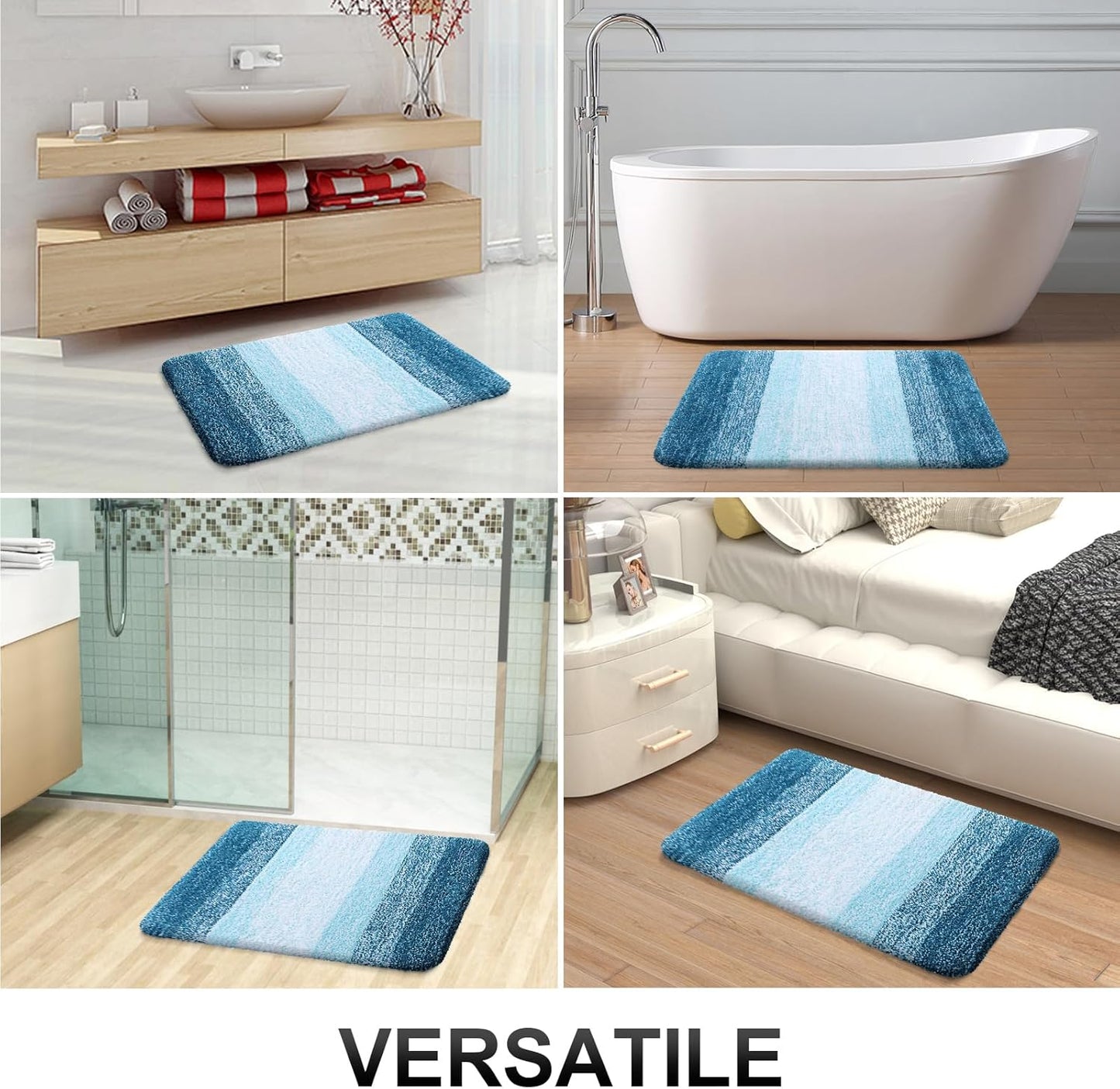 OLANLY Bathroom Runner Rugs 47x24, Extra Soft Absorbent Microfiber Bath Rugs, Rubber Backing, Quick Dry, Washable Bath Mats for Bathroom Floor, Tub and Shower, Home Decor Accessories, Peacock Blue