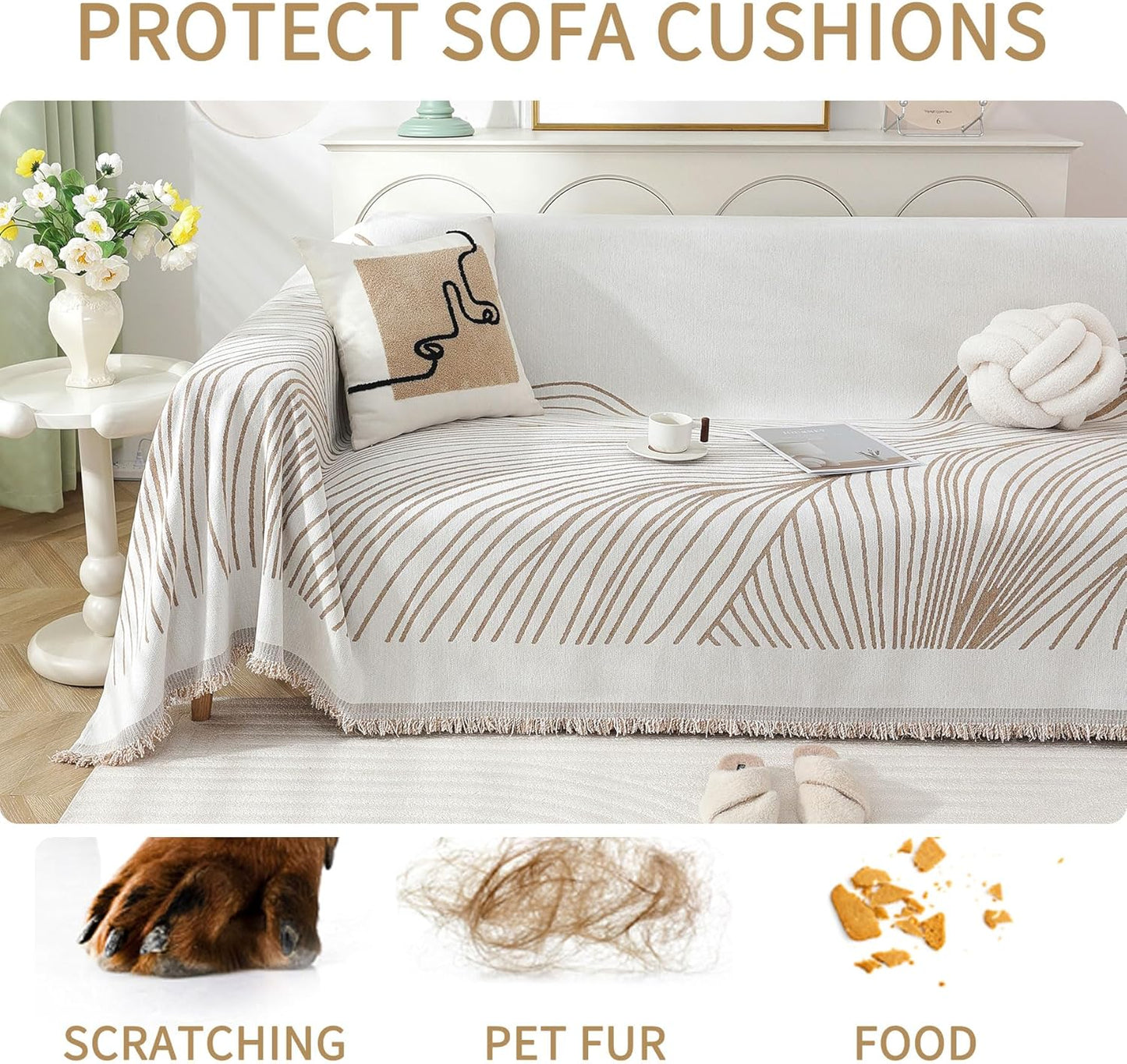 Non Slip Sofa Covers Couch Covers for 3 Cushion Couch Sofa Pet Friendly Washable Couch Covers for Sofa, Soft Thick Sectional Couch Covers L Shape Furniture Protector for Kids, Dogs 71" X134"