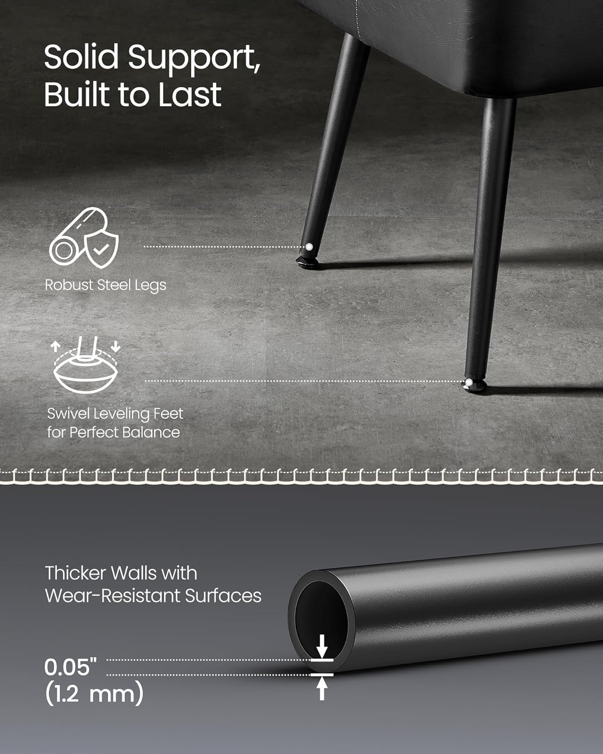 VASAGLE EKHO Collection - Bench for Entryway Bedroom, Synthetic Leather with Stitching, Ottoman Bench with Steel Legs, Living Dining Room, Mid-Century Modern, Loads 660 lb, Ink Black ULOM076B01