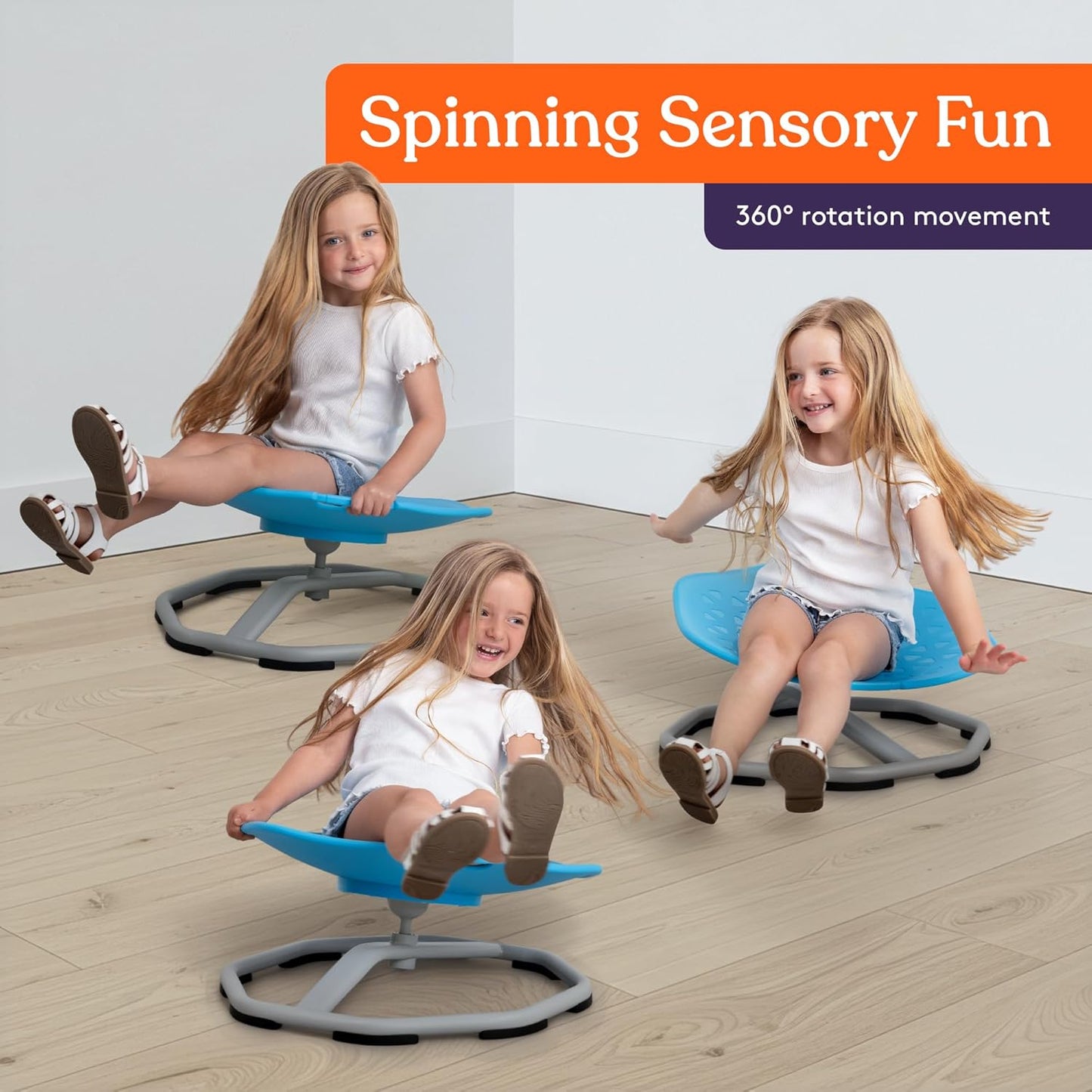 Special Supplies Spinning Chair for Kids- Versatile Kids Sit and Spin Sensory Chair for Training Body Coordination - Sensory Swivel Chair for Playroom, Bedroom, or Nursery (Blue)