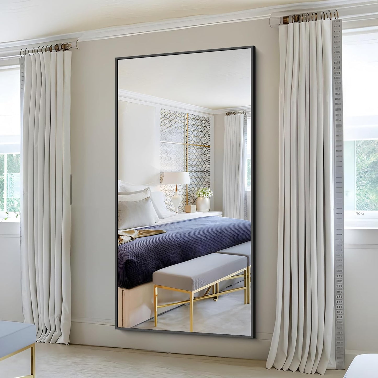 KOCUUY Black Bathroom Mirrors for Wall,72x36 Large Rectangle Mirrors for Bathroom Sink,Oversized Wall Mirror Black Metal Framed Decor for Living Room, Farmhouse, Entryway, Hang Horizontal/Vertical