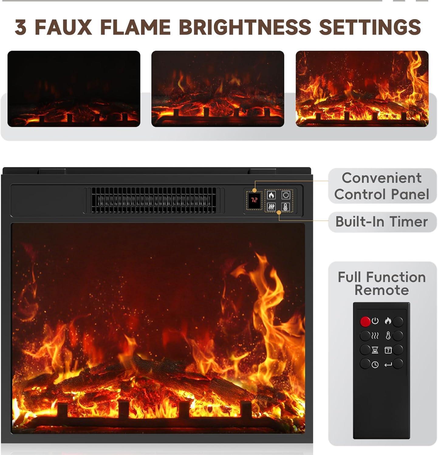 YESHOMY Fireplace TV Stand with Barn Doors and Open Display Shelf, Farmhouse Media Console with Hidden Cable Routing, Entertainment Center for Televisions up to 65+ Inch, Natural Oak