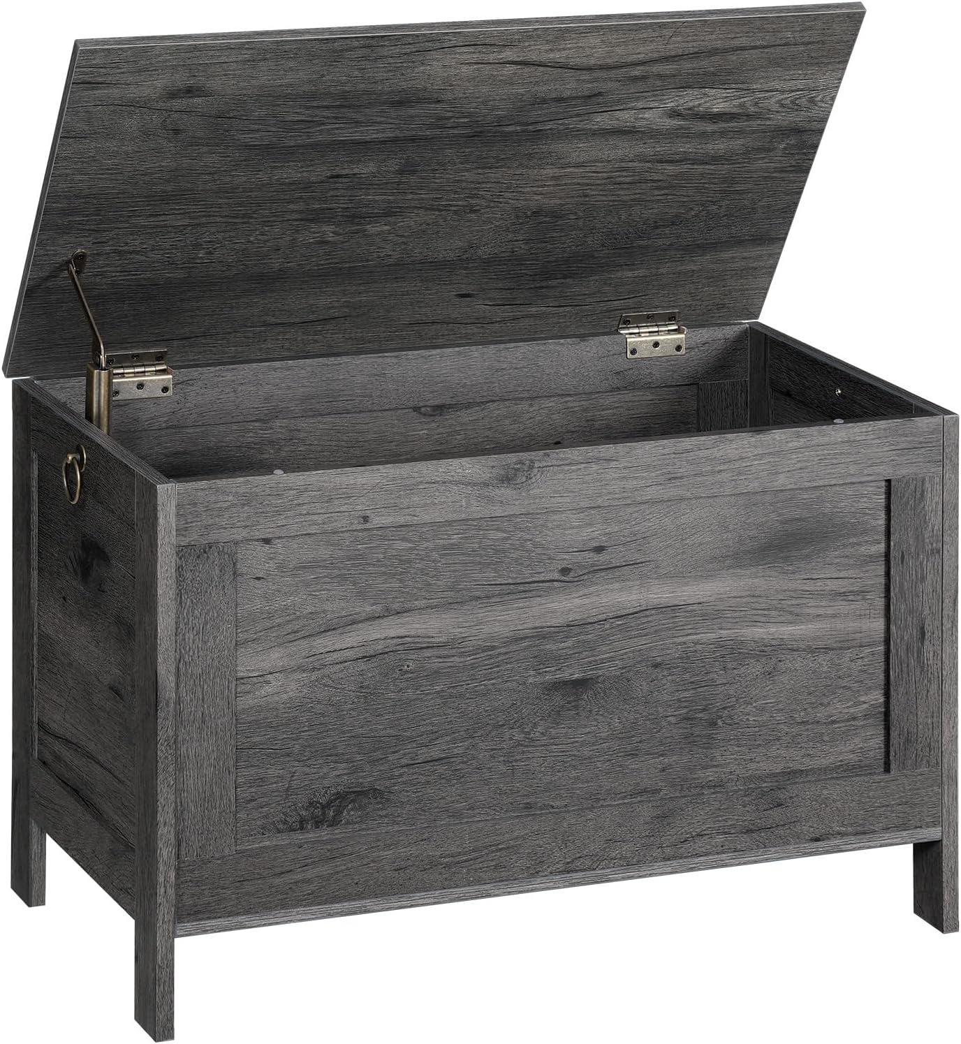 HOOBRO Toy Box, Retro Wooden Look Storage Chest with Safety Hinge, Entryway Storage Bench Supports 220 lb, 29.9 x 15.7 x 18.9 Inches Toy Chest Organizer, Easy Assembly, Charcoal Black BC75CW01G1
