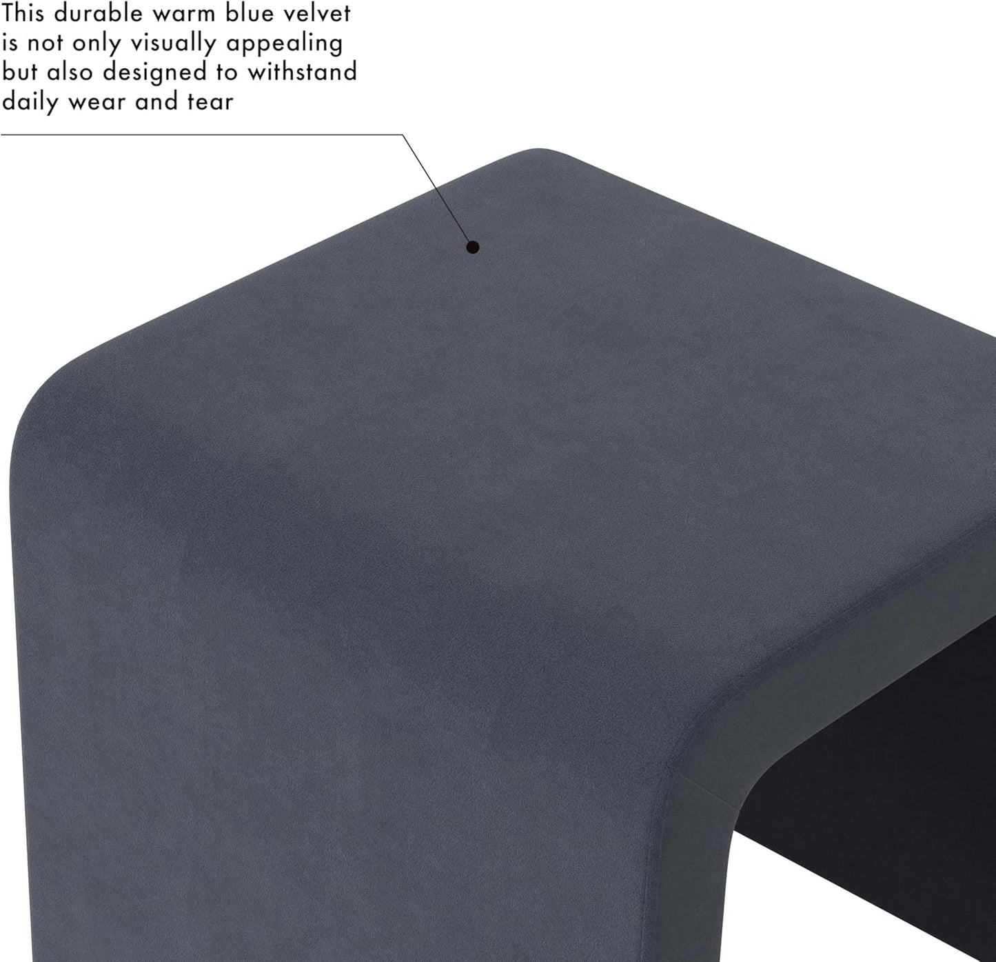 HomePop Modern Arch Velvet Ottoman Home Décor|Ottoman for Living Room & Bedroom - Steel Blue Velvet