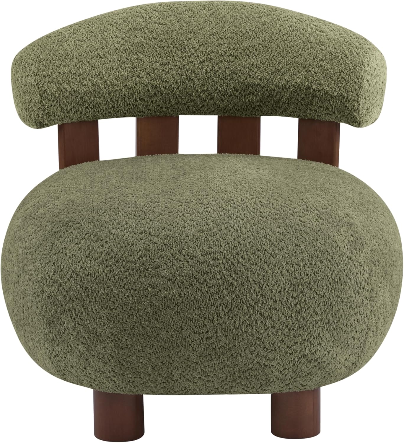 Christopher Knight Home Elvina Boucle Fabric Accent Chair, Solid Wood Single Lounge Sofa, Bedroom Comfy Reading Chair, for Modern Minimalist Style Living Room/Home Office, Olive Green