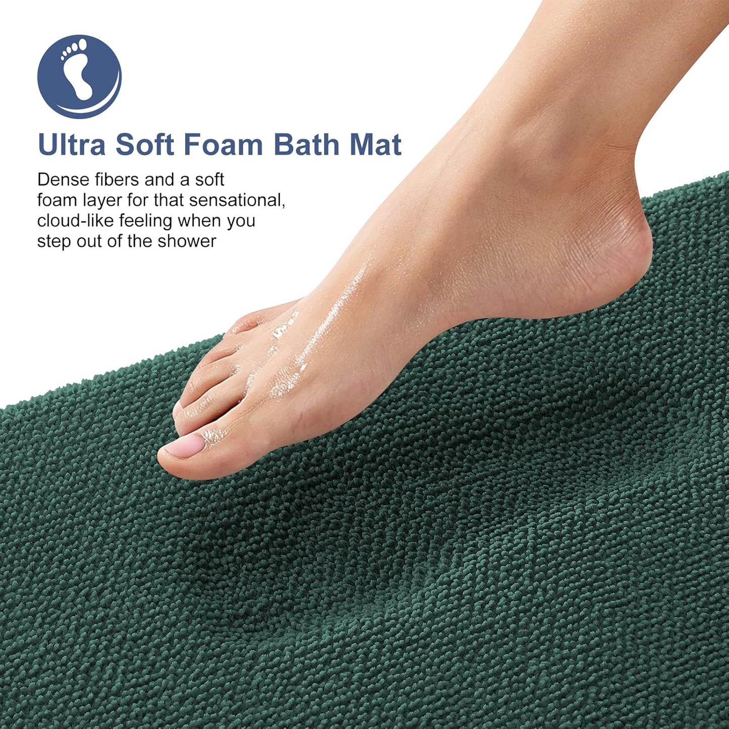 OLANLY Thick Memory Foam Bath Mat Rug 24x16, Extra Soft Absorbent Bathroom Rug, Quick Dry Bath Mats, Non-Slip, Washable Carpet for Bathroom, Tub and Shower, Home Decor Accessories, Blackish Green