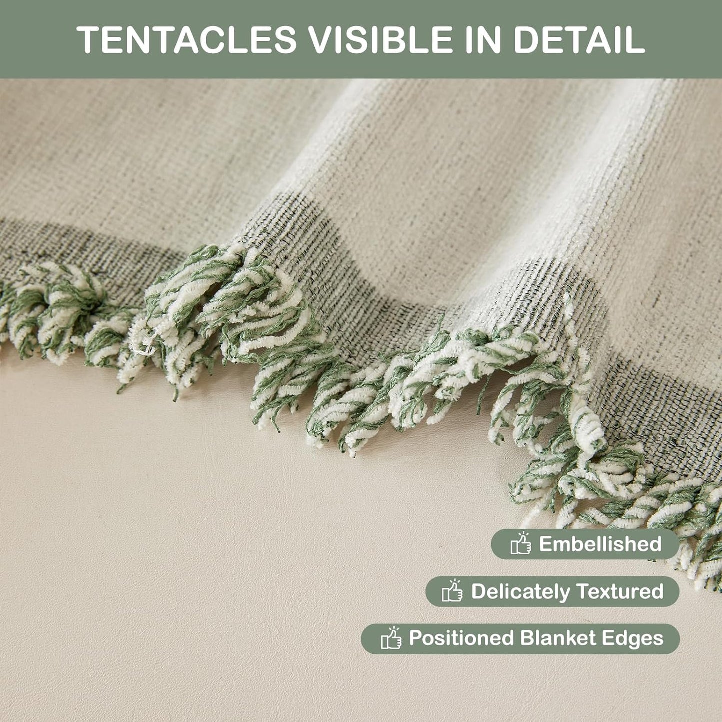 STACYPIK Modern Green Striped Couch Cover for Pets, Boho Geometric Sofa Cover for 2 Cushion Couch, Boho Chenille Sofa Cover for Dogs, Sofa Slipcover for Sectional, Throw Cover for Loveseat-71X118IN