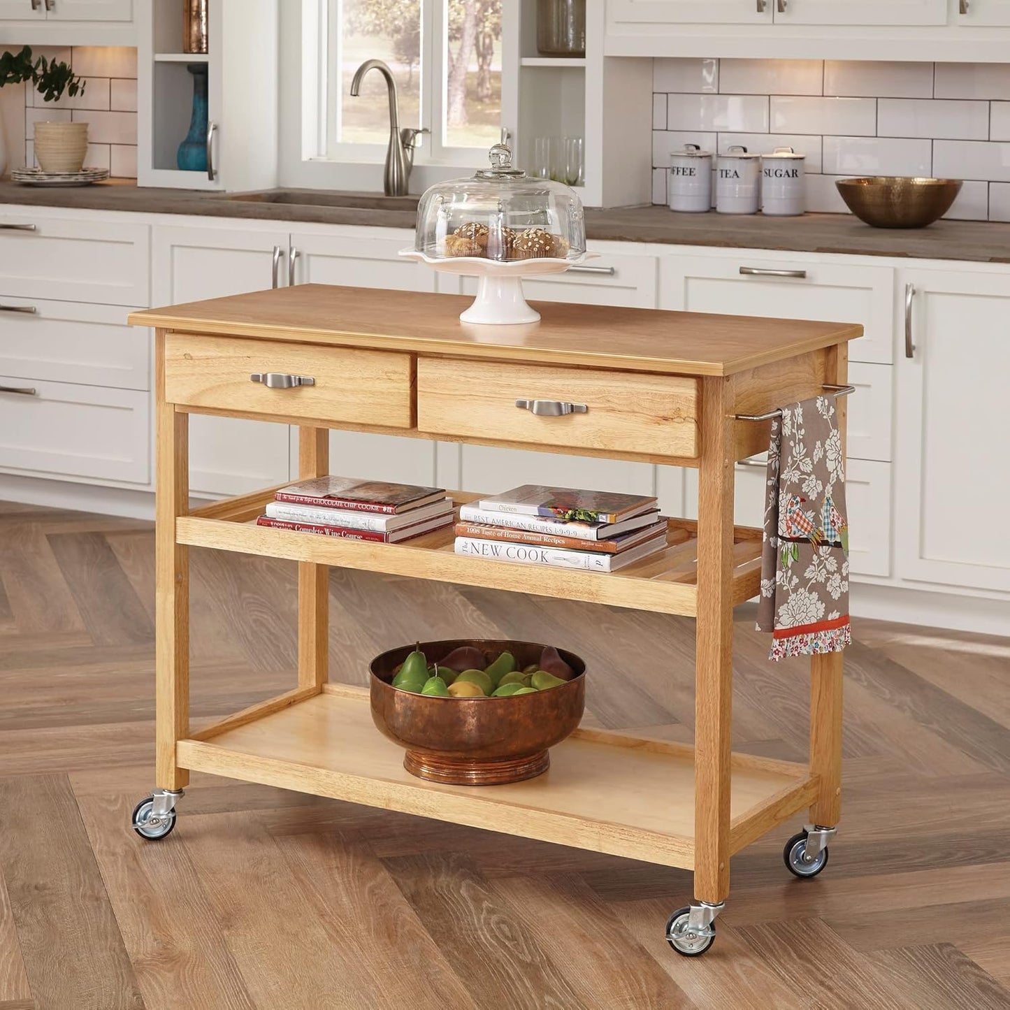 Homestyles General Line Natural Mobile Kitchen Cart