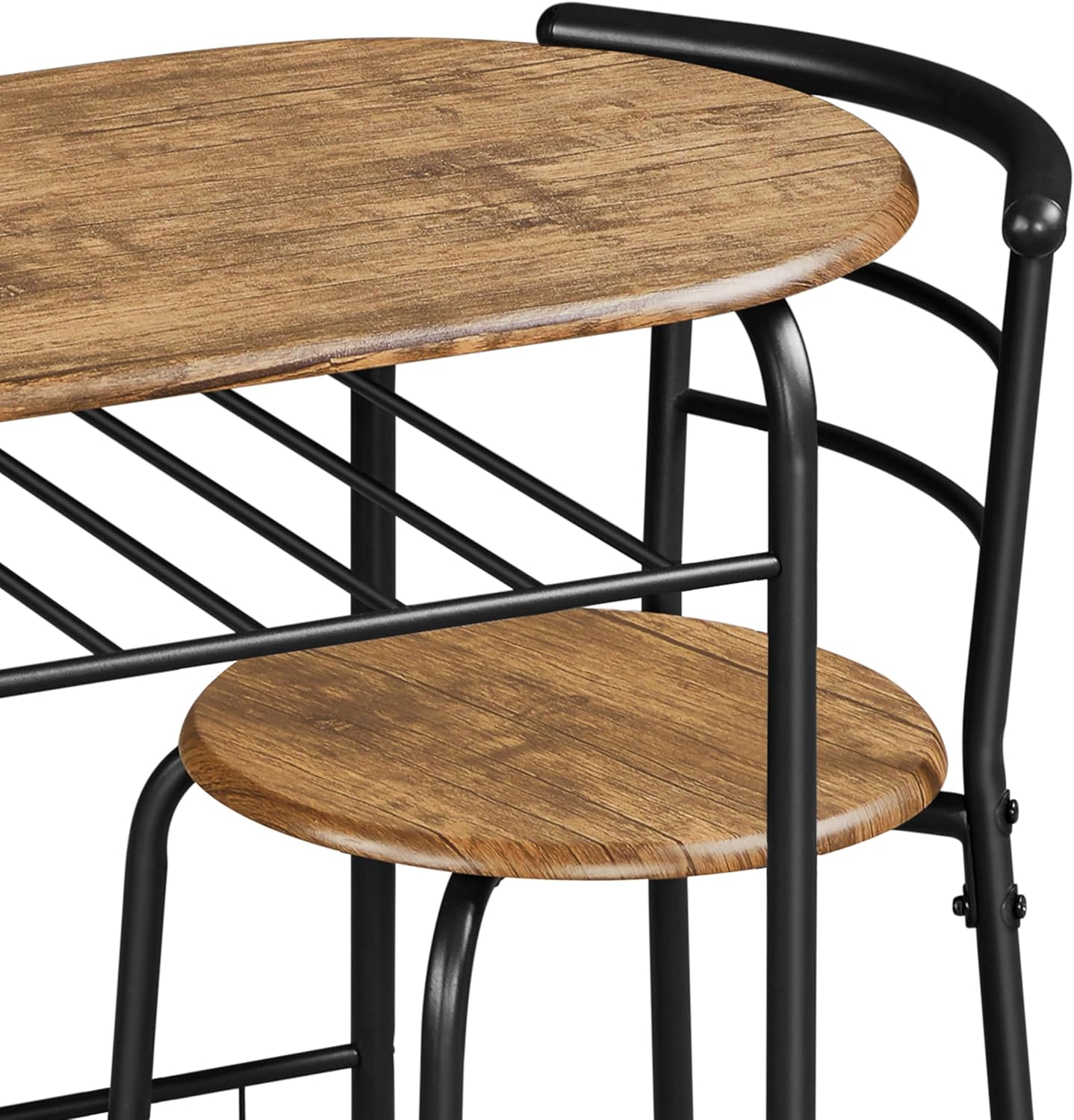 Yaheetech 3-Piece Dining Table Set, Breakfast Bistro Table Set for 2, Small Kitchen and Table Chairs Set of 2 with Metal Frame and Storage Rack for Small Space/Apartment/Dorm Room, Brown