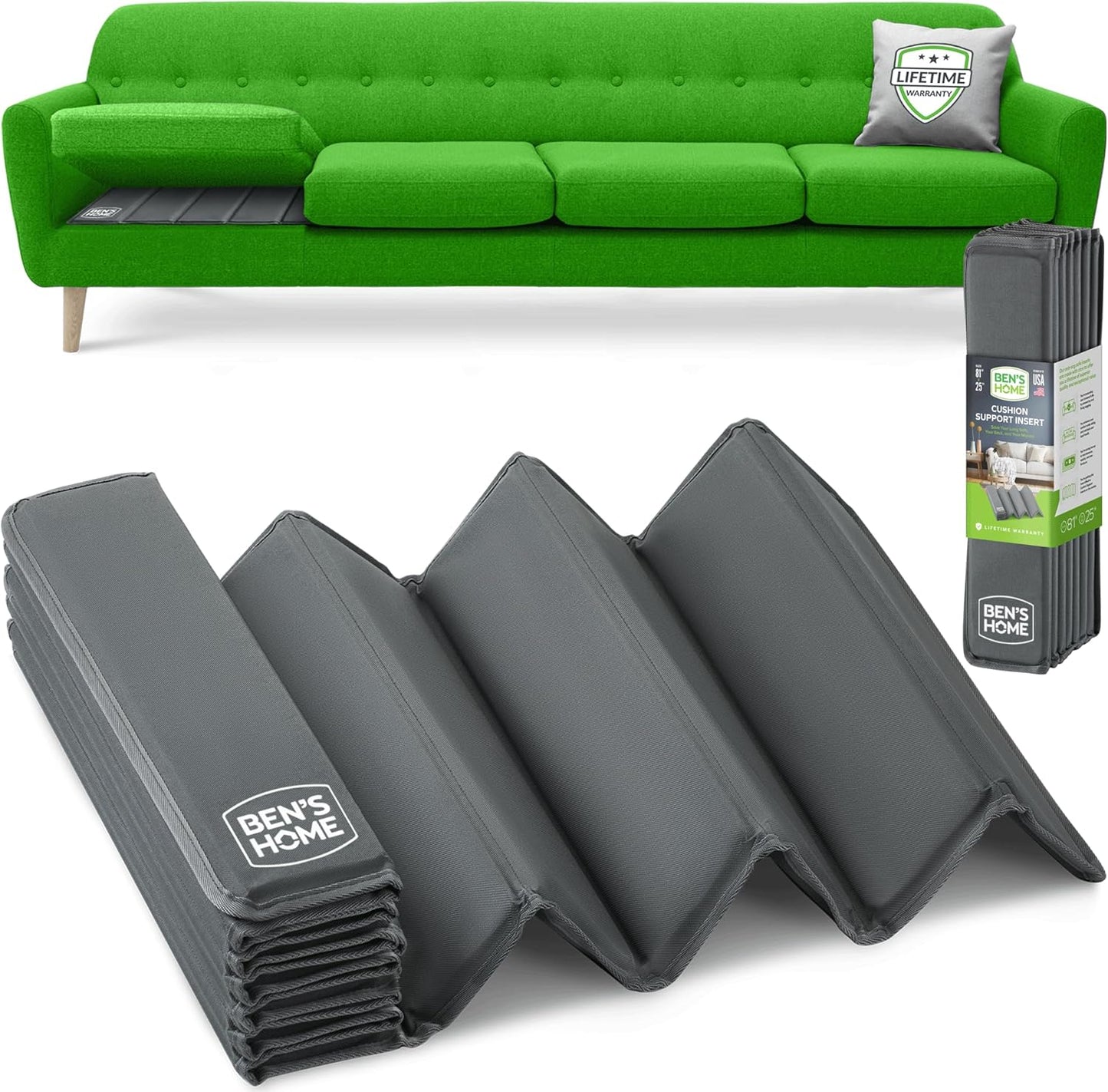 BEN'SHOME® Extra Large Couch Cushion Support for fix Sagging Seats - Heavy Duty Solid .5" Wood Sofa Support Board | 82"-96" x 27" Under Cushion Insert | Non-Slip | 400 LB Capacity