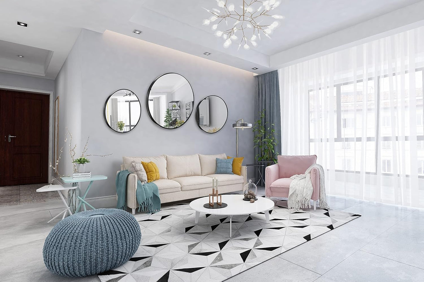 FrameWorks 24" Deluxe Contemporary Black Circular Aluminum Mirror