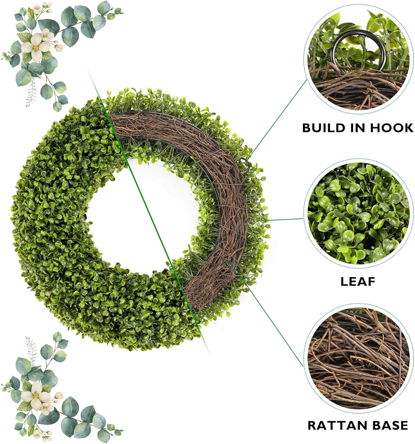 Boxwood Wreath - 20inch Outdoor/Indoor All Seasons Decor