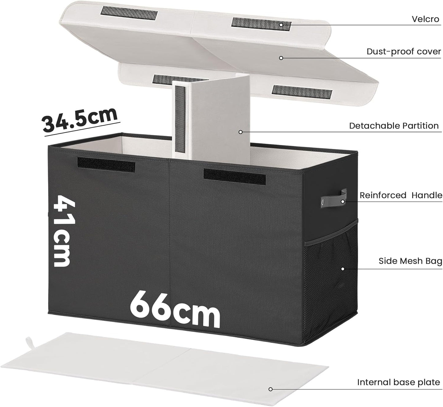 80L Large Toy Storage Box with Lid, Large Toy Box Chest for Kids, Girls and Boys, Nursery Room and Living Room, 26"x13" x16" - Black