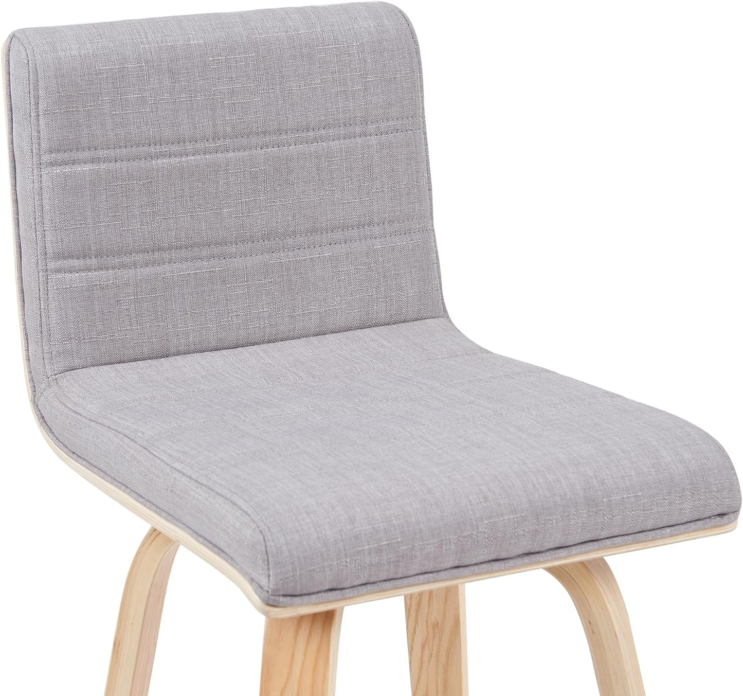 Armen Living Vienna Modern Swivel 26" Counter Height Barstool with Gray Fabric Upholstered Seat and Patterned Oak Wood Finish