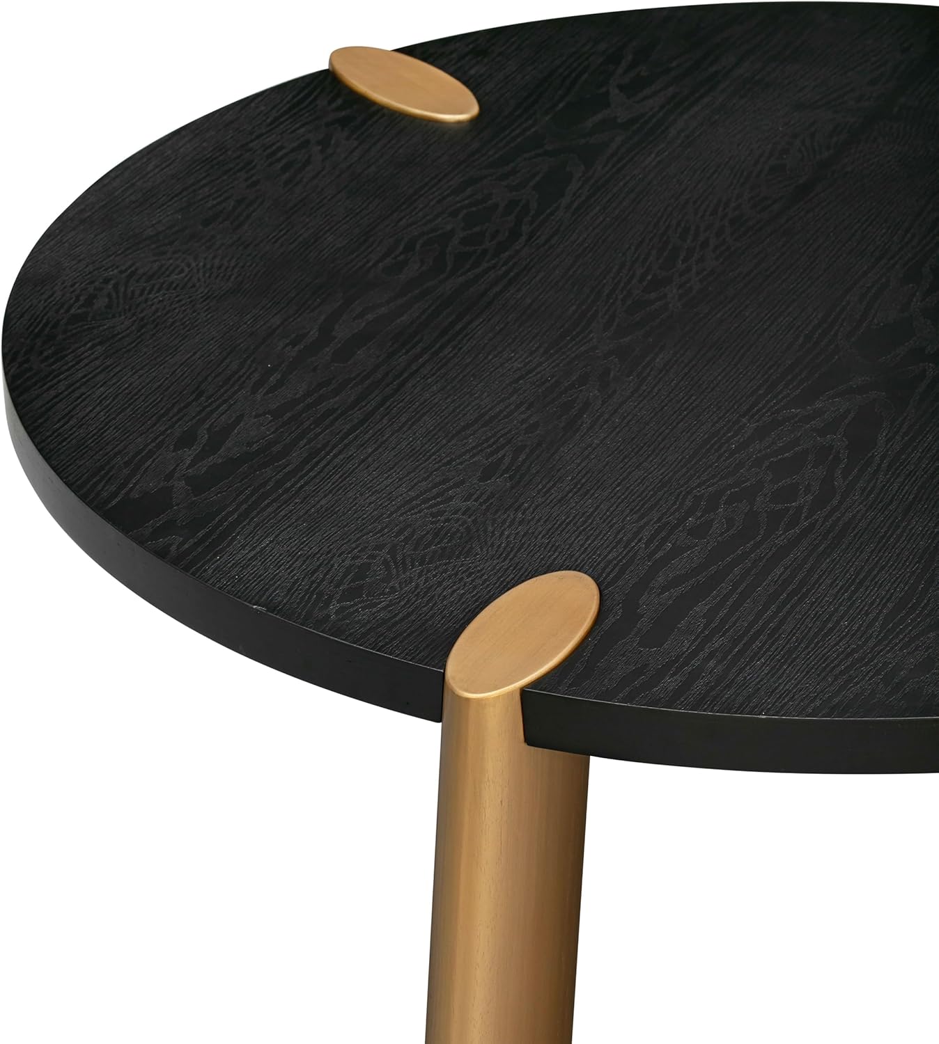 NTC 40 Inch Tribase Boho Wooden Round Coffee Table for Living & Dining Rooms – Waterproof & Heat Resistant, Burnt Black