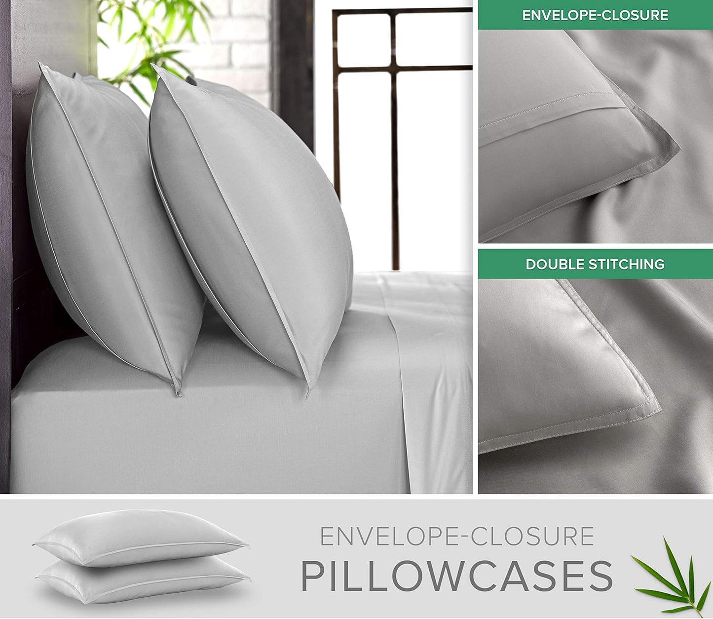 California King Sheets by Pure Bamboo, Genuine 100% Organic Viscose Derived from Bamboo Bed Sheet Set, Soft & Cooling, Double Stitching, Lifetime Quality Promise (California King, Silver Pearl)