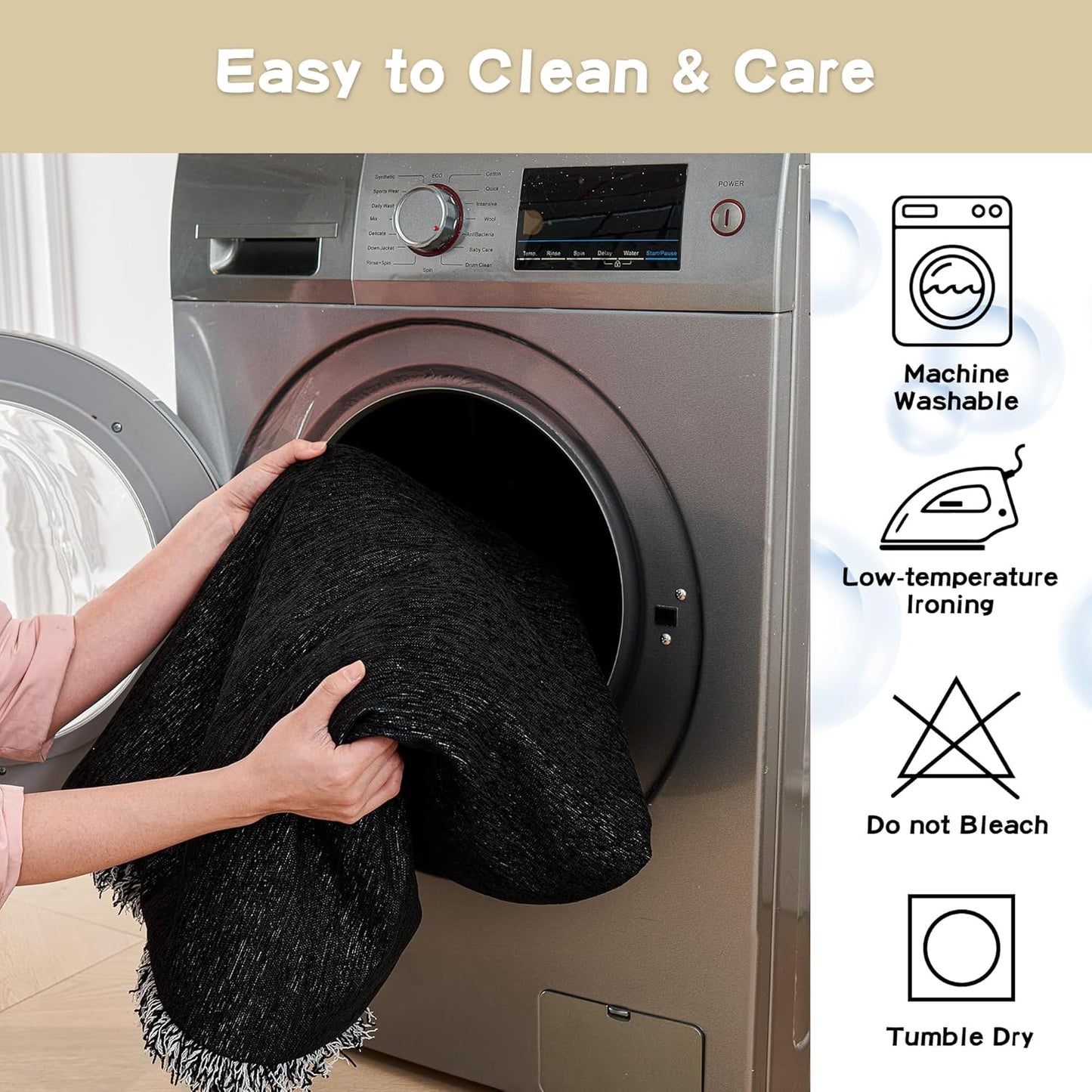 MYSKY HOME Sofa Cover - Non Slip Soft Couch Cover for Dogs, Washable Furniture Protector, 91"x134", Black