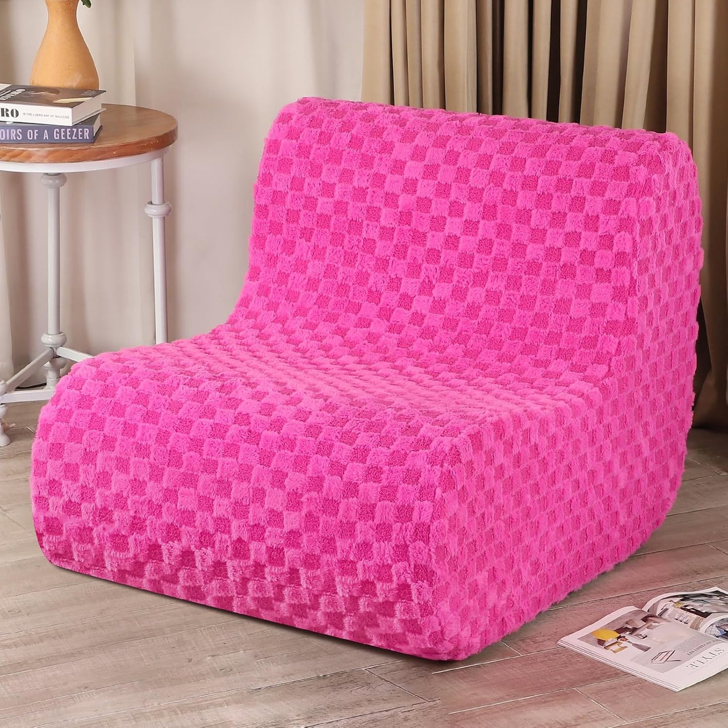 Bean Bag Chairs for Adults, Comfy Floor Sofa with Memory Foam, Giant Bean Bag Couch for Living Room Bedroom Dorm Office, Pink