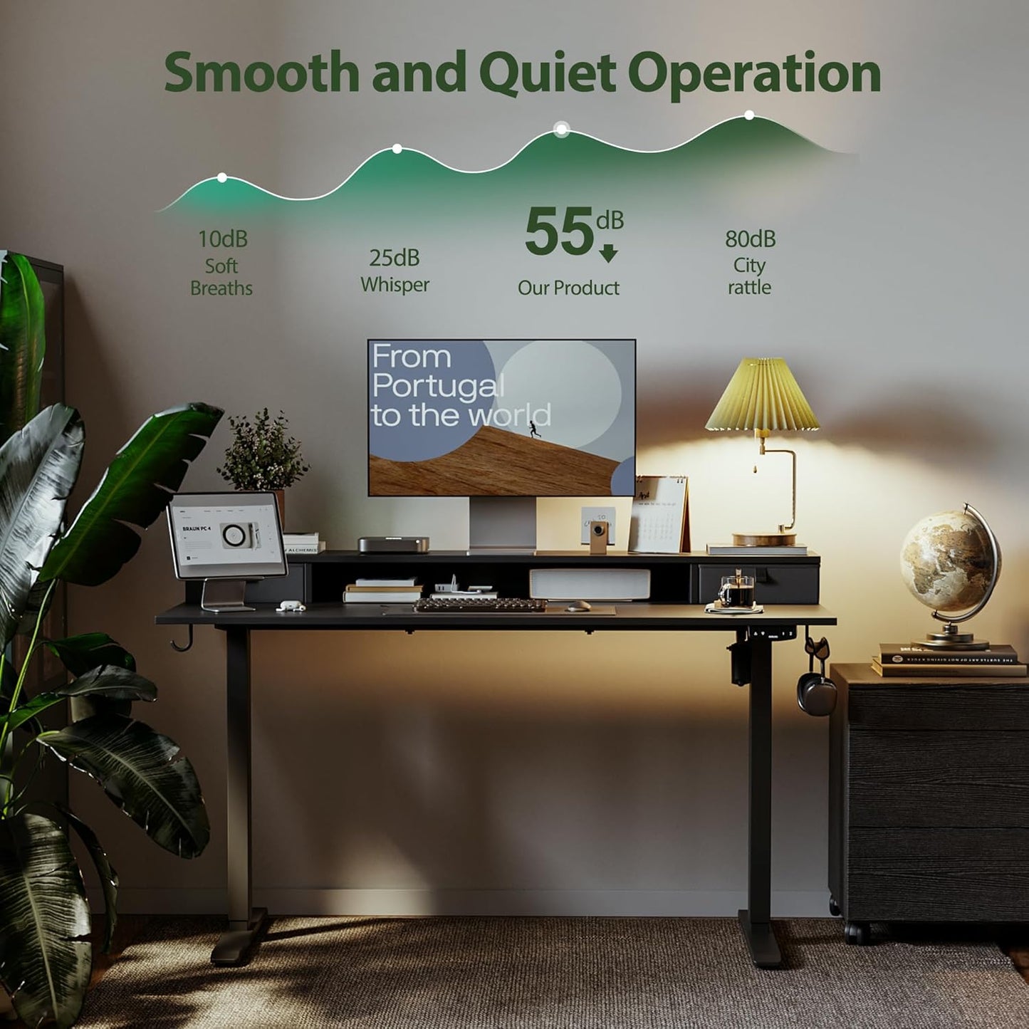 Agilestic 53x 24 Inches Height Adjustable Electric Standing Desk with 2 Drawers, Stand Up Electric Desk Adjustable Height, Sit Stand Computer Gaming Table with Splice Board, Black