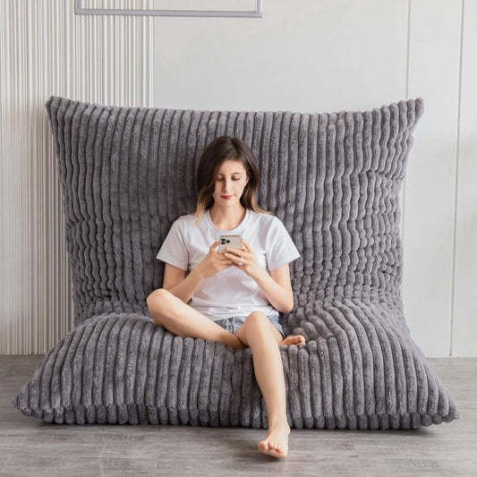 BYBYME 3 in 1 Bean Bag Chairs, Bean Bag Bed for Adults High-Density Foam Filling, Convertible Sofa Bed Faux Fur, Giant Bean Bag Chairs for Adults