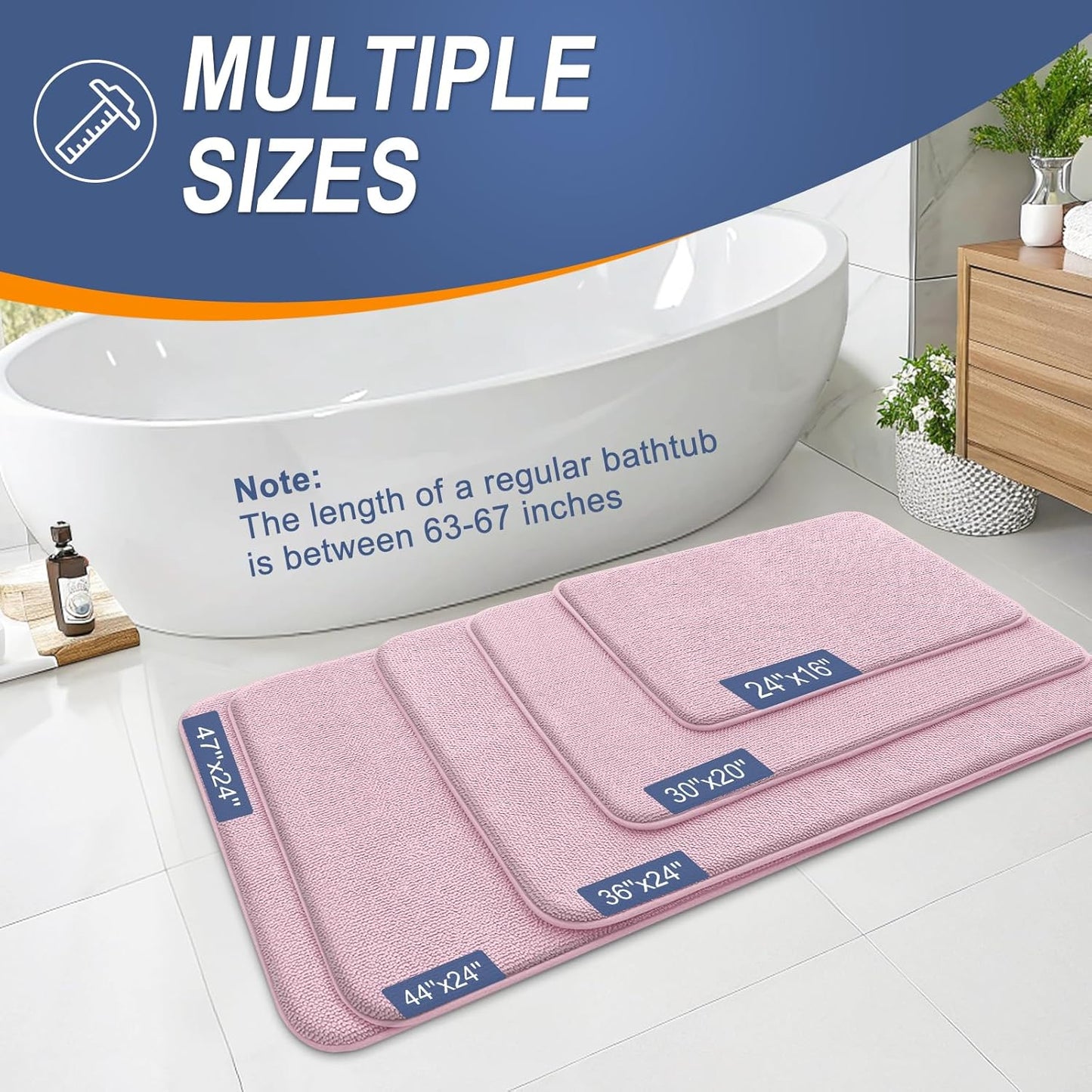 OLANLY Thick Memory Foam Bath Mat Rug 30x20, Extra Soft Absorbent Bathroom Rug, Quick Dry Bath Mats, Non-Slip, Machine Washable Carpet for Bathroom, Tub and Shower, Home Decor Accessories, Dusty Rose