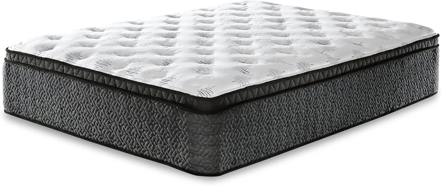 Signature Design by Ashley King Size Ultra Luxury 16 Inch Hyper Cool Euro Top Hybrid Mattress with Cooling Gel Memory Foam, Fiberglass Free, Mattress In A Box