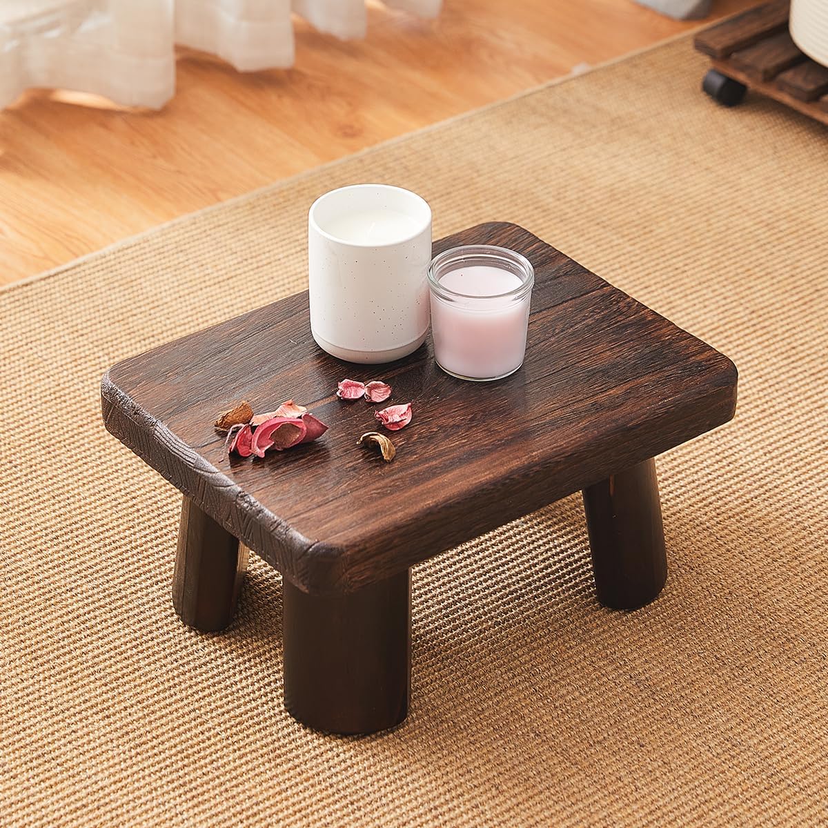 Wood Stool & Bench - Kids, Small, Kitchen Step, Wooden Steps & Plant Stand (14.2"x10.2"x7.1")