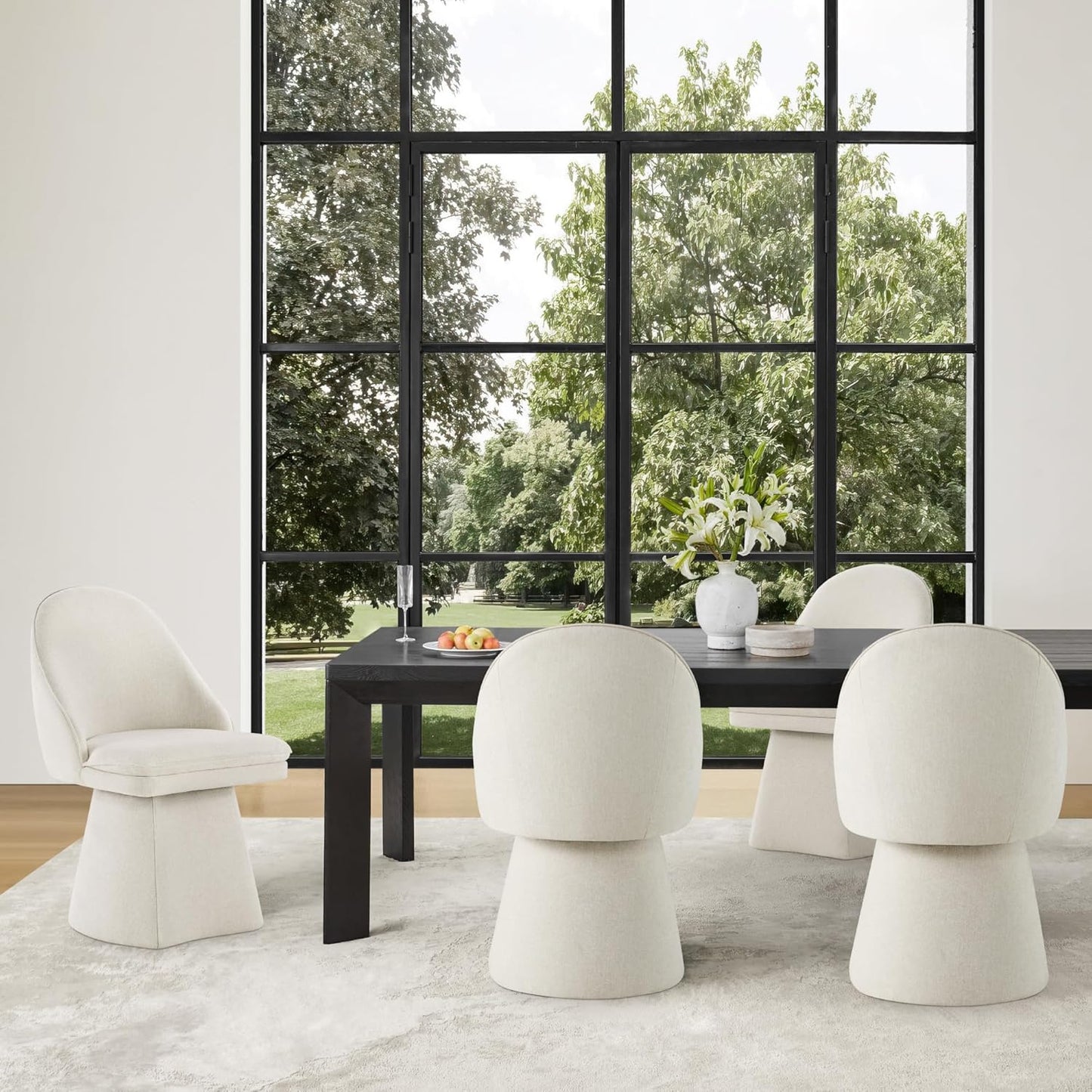 Swivel Dining Chairs Modern Desk Chair Upholstered Linen Fabric Side Chair for Kitchen Dining Room Bedroom,Linen,4 Box