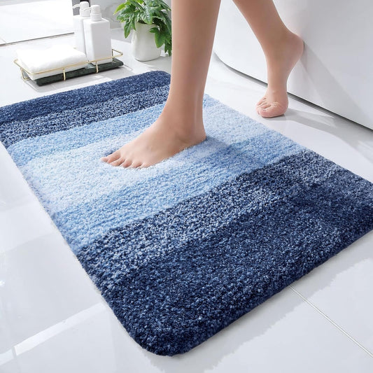OLANLY Bathroom Rugs Mat 24x16, Extra Soft Absorbent Microfiber Bath Rugs, Rubber Backing, Quick Dry, Machine Washable Bath Mats for Bathroom Floor, Tub and Shower, Home Decor Accessories, Navy