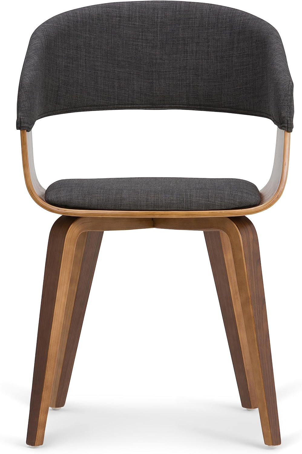 SIMPLIHOME Lowell Dining Chairs - Upholstered Walnut Finish Bentwood Frame and Linen-Style Fabric Kitchen Chair in Charcoal Grey, Modern Dining Room Seating with Curved Back and Padded Seat