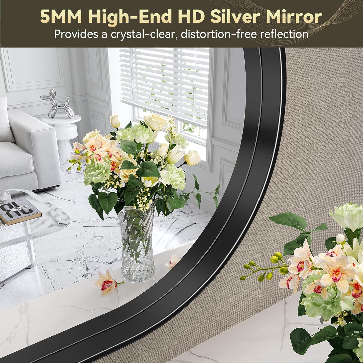 Brightify Black Arched Mirror, 32 x 42 Inch Arch Wall Mirror, Metal Frame Black Bathroom Mirror, Arched Top Bathroom Vanity Mirror for Living Room Bedroom Mantel Entryway Hallways