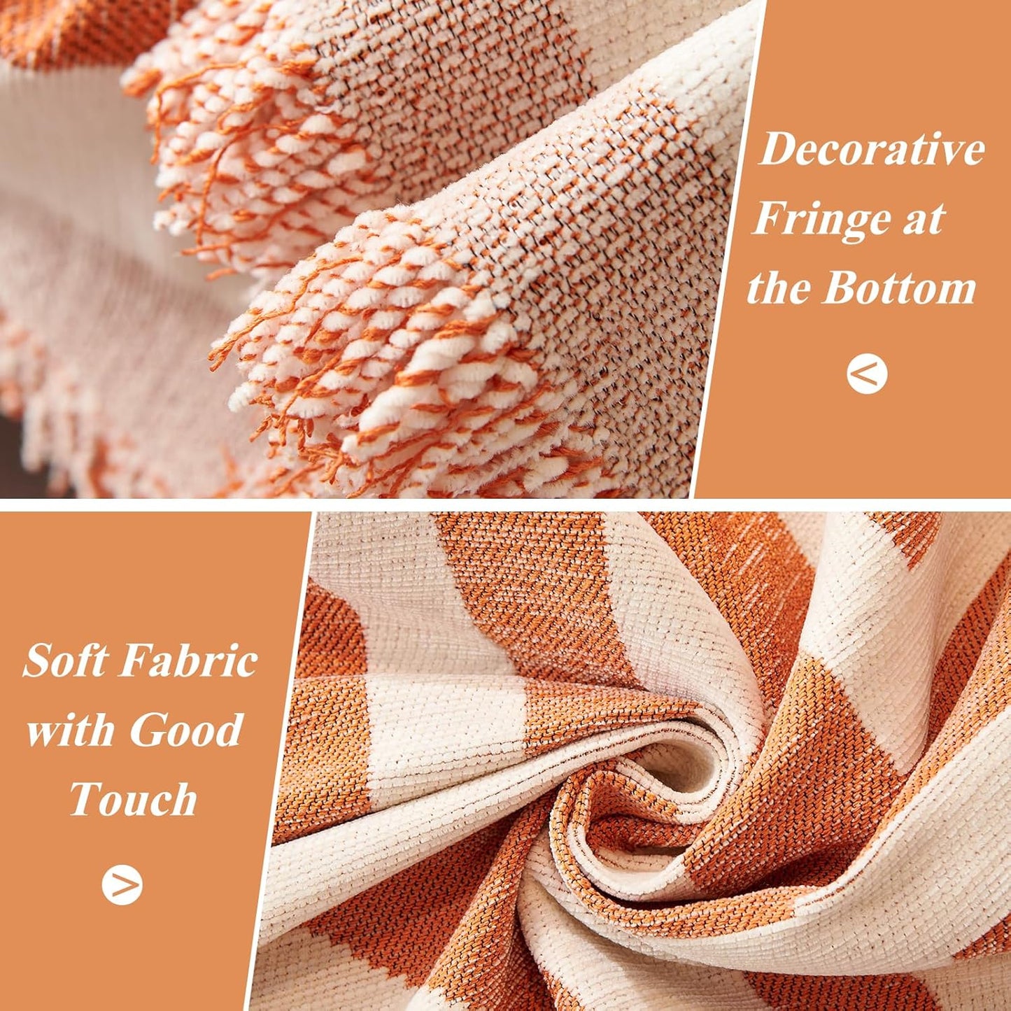 STACYPIK Thick Warm Orange Sofa Cover Armchair Slipcovers Boho Geometric Couch Cover for Sectional Sofa Caramel Loveseat Cover Anti-Slip Chenille Couch Protector for 2 Cushion Couch Home Decor-71X90IN