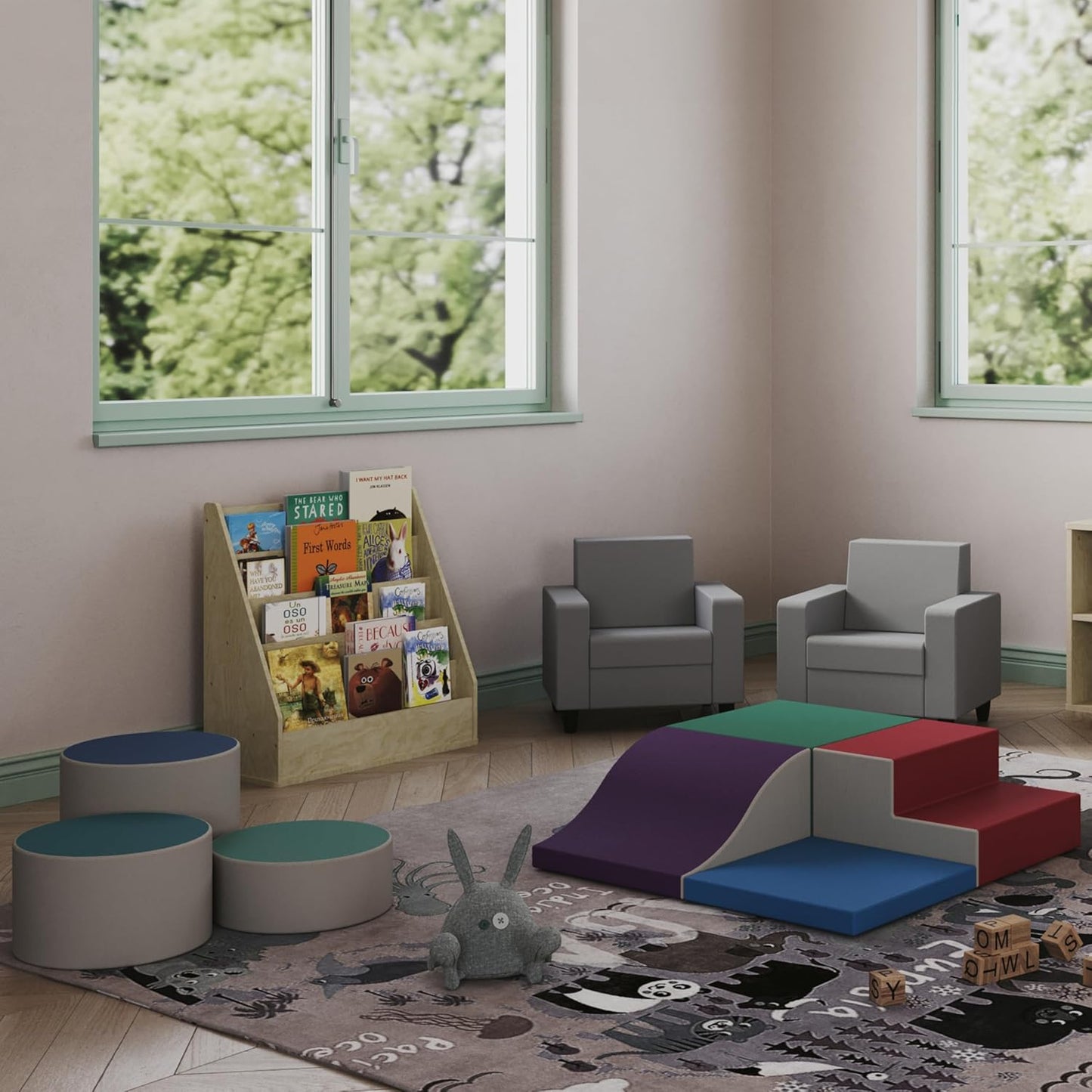 Factory Direct Partners 13132-NT Birch Book Display Stand, 5-Shelf Storage for Kid"s Books and Magazines for Bedroom, Playroom, Daycare, Preschool or Classroom - Natural