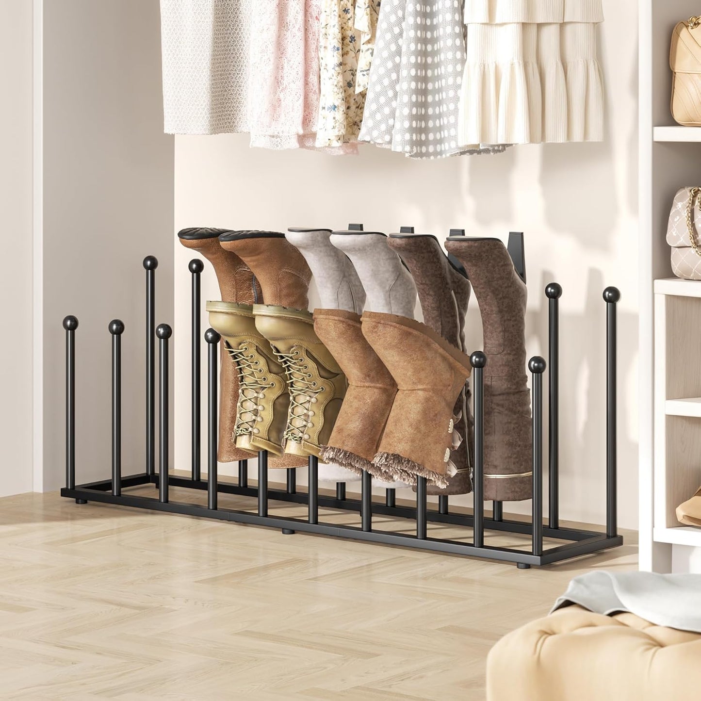 pickpiff Free Standing Shoe Racks - Black Metal Boot Rack Organizer Tall Boots for Dorm Room, Closet, Entryway, Bedroom, Patio Outdoor, Hallway, Black, Shoe Storage Fit for 10 Pairs