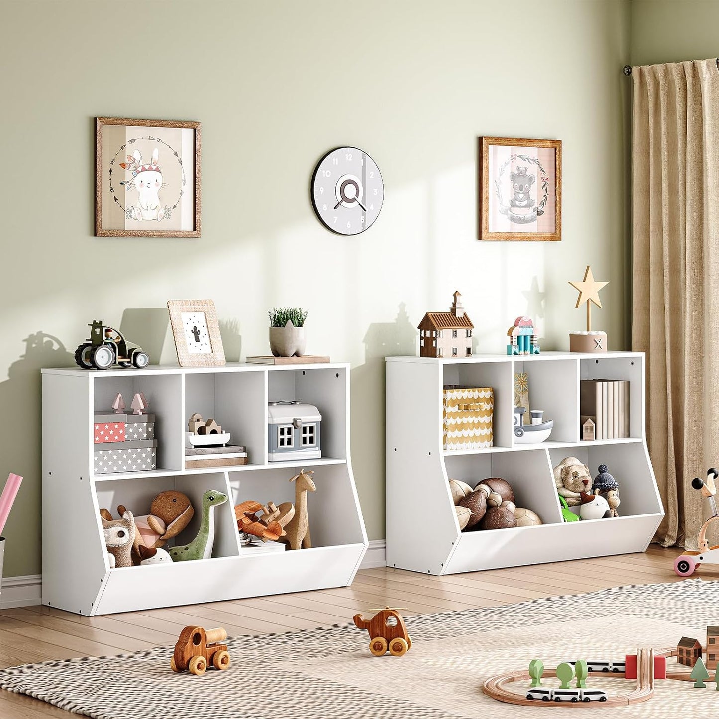 HOOBRO Kids Bookshelf - 39.4" L Toy Storage Cabinet, Bookcase Footboard, Cubby Shelf, Fit for Children's Room, Playroom, Hallway, Kindergarten, White WT132CW01