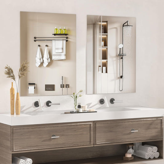 Hasipu Bathroom Mirror for Wall Vanity Mirror 20"x28"-2pcs, Frameless Mirror for Bathroom Sink, Rectangle Modern Horizontal or Vertical